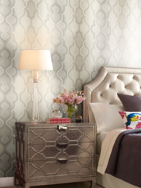 Modern Ombre Damask Beige Wallpaper