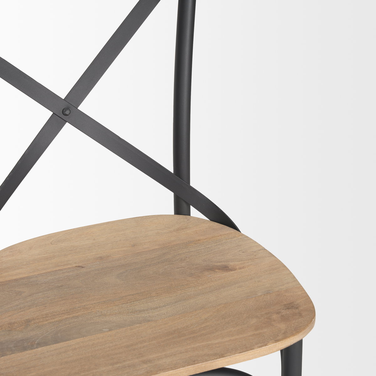 Etienne Cross Back Dining Side Chair | Light Brown Wood with Iron, Dining Chair by Mercana, 20.5" length x 19.5" width x 35.5" height View 10