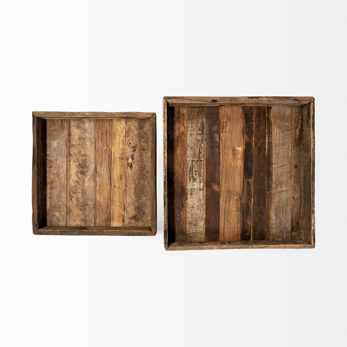 Carson (Large) 30L x 30W Brown Reclaimed Wood Tray, Decorative Tray by Mercana, 30" length x 30" width x 3" height View 6