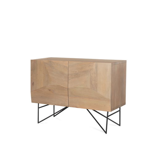 Darwin Light Brown Wooden 2 Door with 2 Shelves Accent Cabinet