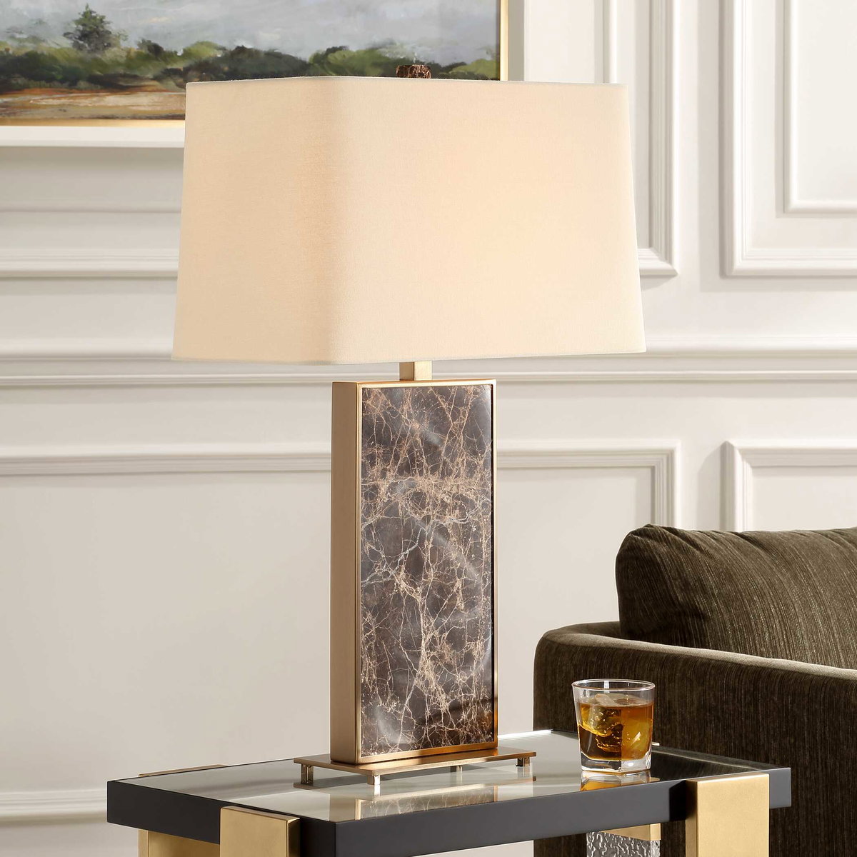 Lafferty Marble Table Lamp, by Uttermost, 1'6" width x 2'4.25" height x 1'6" depth View 2