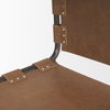 Berbick Open Back Dining Side Chair | Medium Brown Leather with Iron, Dining Chair by Mercana, 20.5" length x 24" width x 33" height thumbnail 10