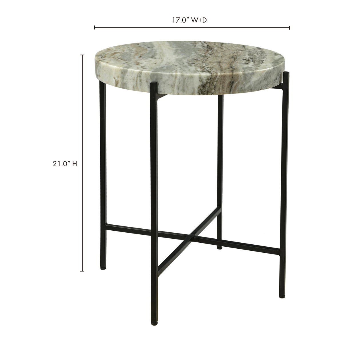 Cirque Accent Table Light Brown, Side & End Table by Moe's Home, 18" width x 22" height x 18" depth View 7