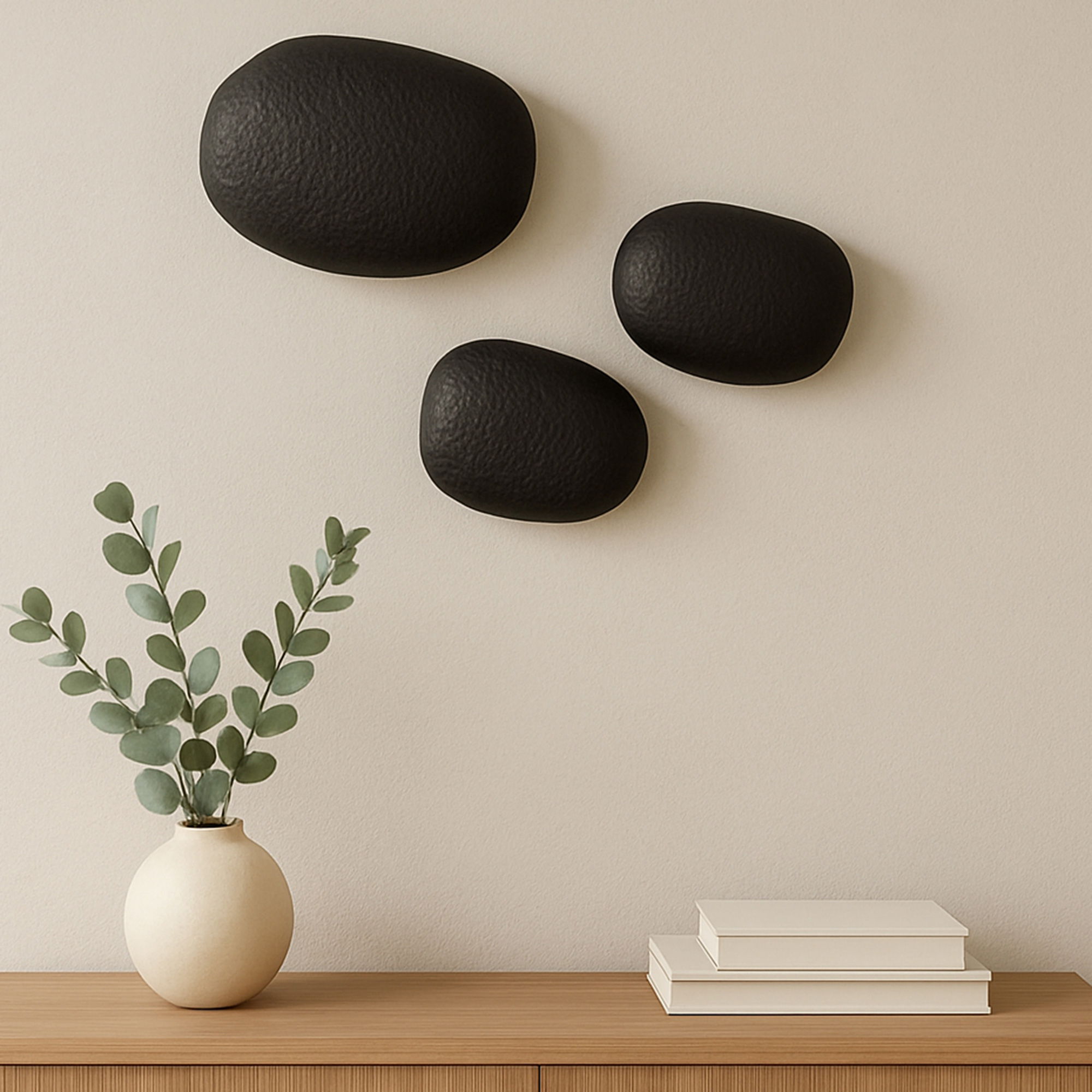 Breton Cast Aluminum Wall Sculpture Black-set Of 3, Sculptural Wall Art by Moe's Home, 9" width x 3.5" height x 6" depth View 5