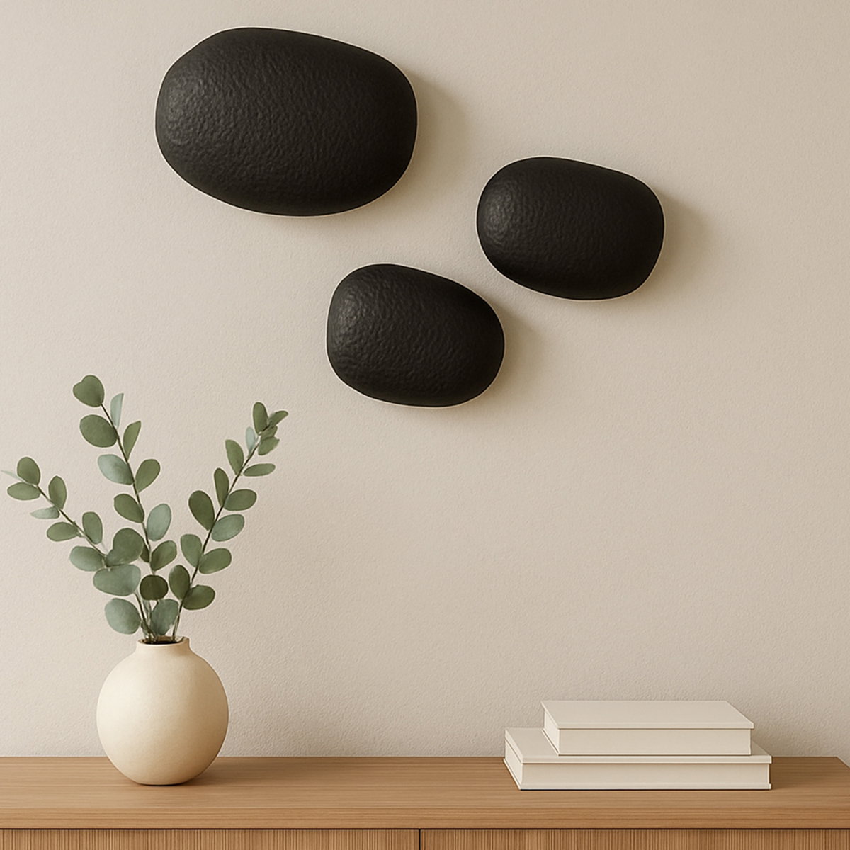 Breton Cast Aluminum Wall Sculpture Black-set Of 3, Sculptural Wall Art by Moe's Home, 9" width x 3.5" height x 6" depth View 5