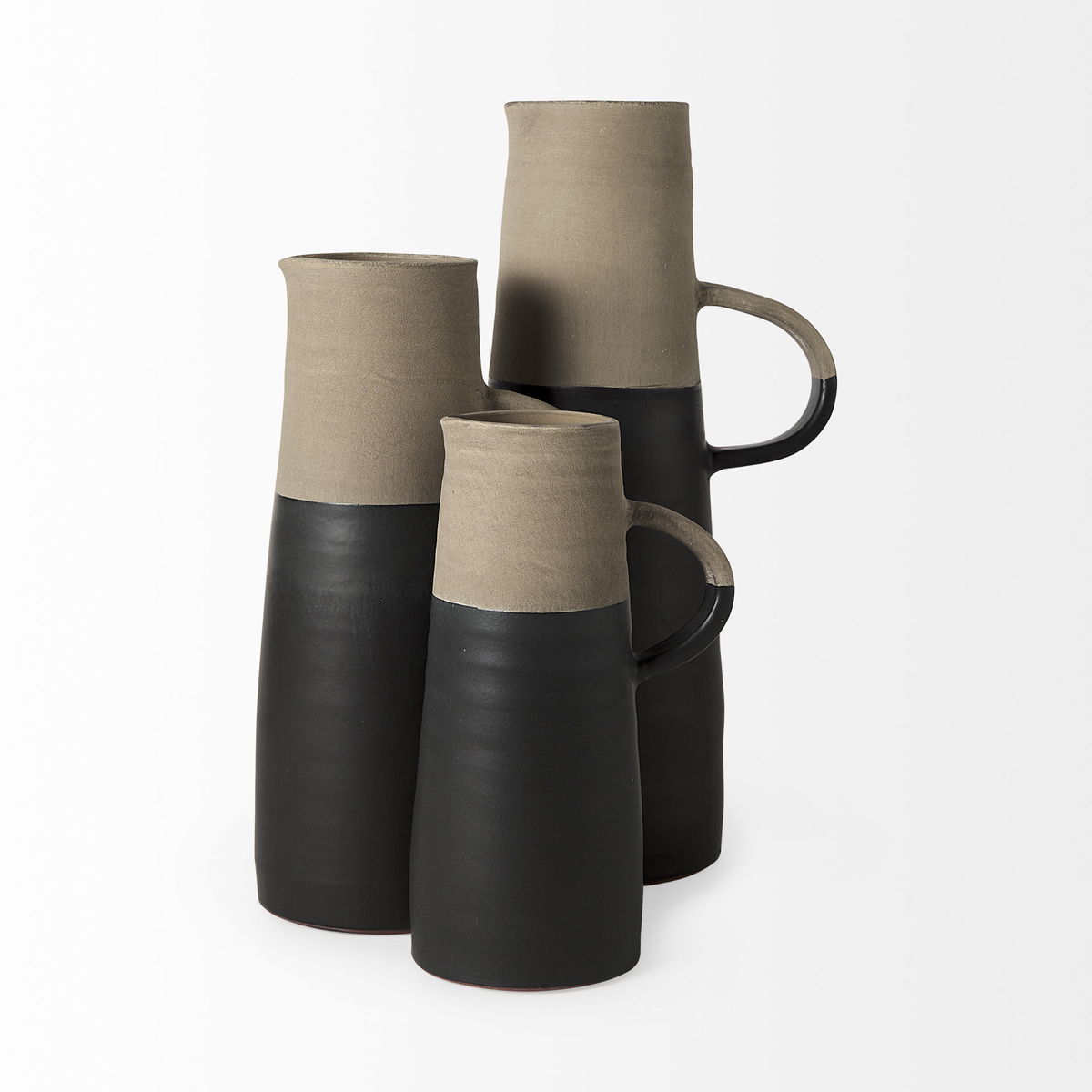 Garand Large 18.8H Two-Toned Black/Natural Ceramic Jug, Decorative Jar by Mercana, 7" length x 6" width x 16" height View 9