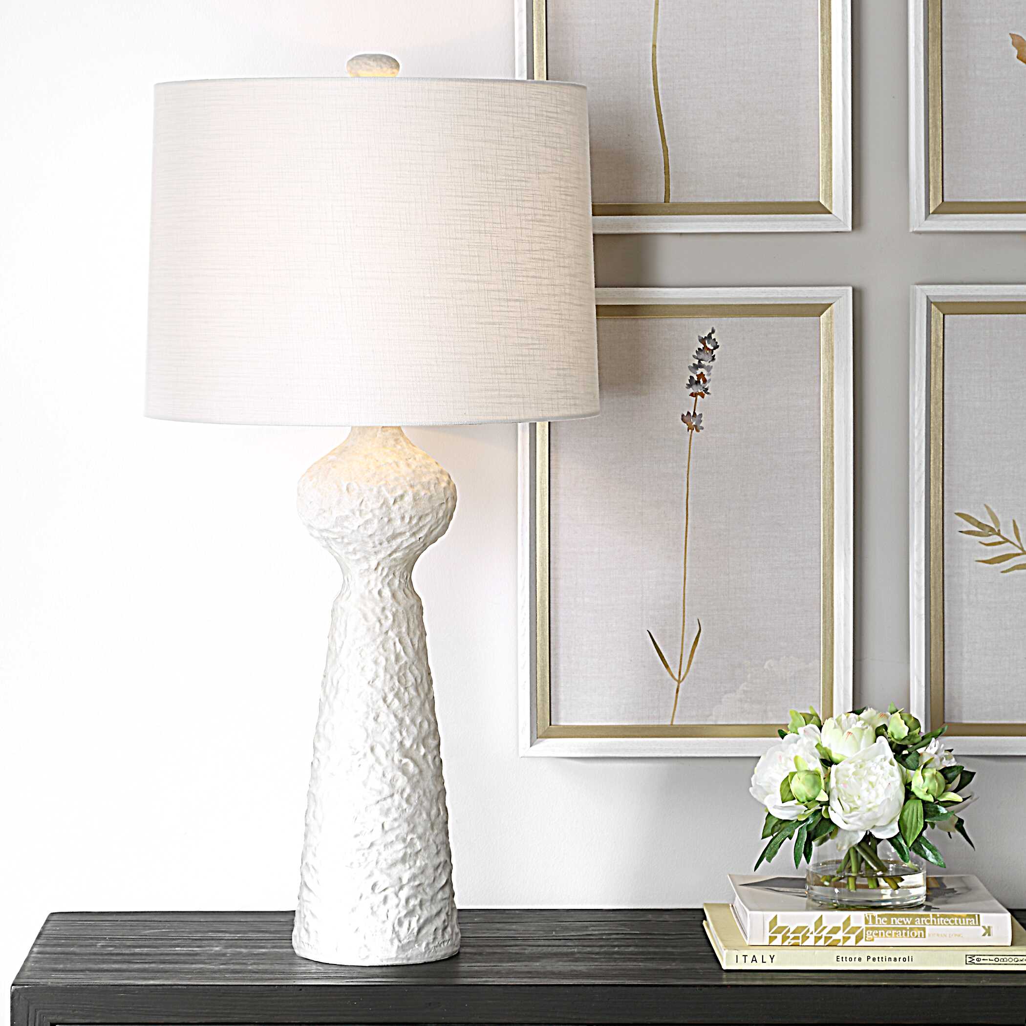 Sonata Textured White Table Lamp, by Uttermost, 18" width x 36" height x 18" depth View 2