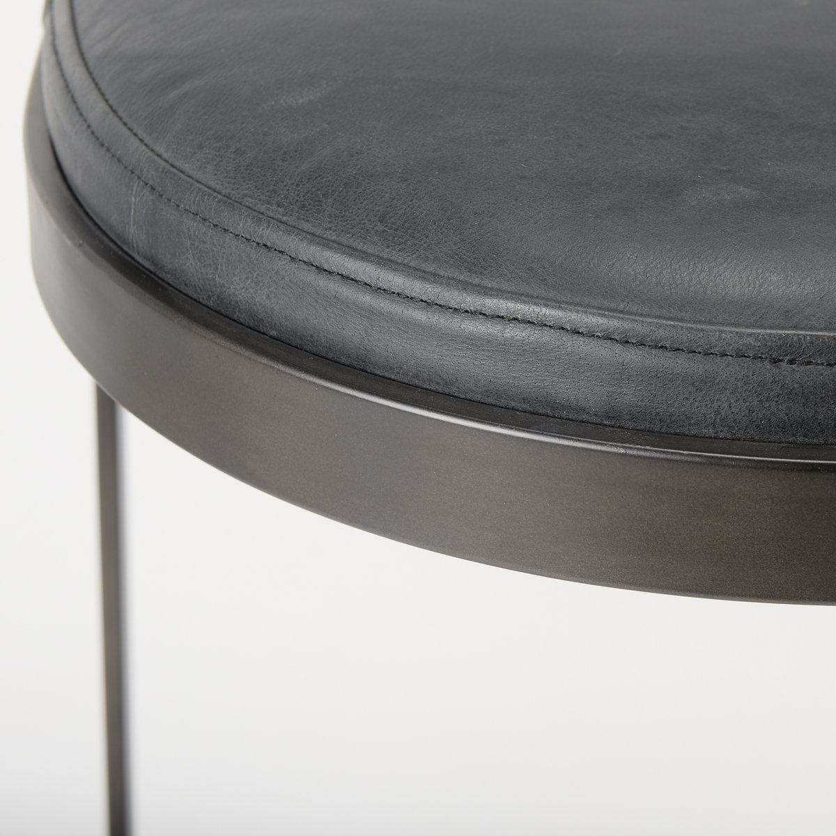 Tyson Backless 28in Seat Bar Stool | Black Leather with Black Metal, Counter & Bar Stool by Mercana, 17.25" length x 17.5" width x 28" height View 9