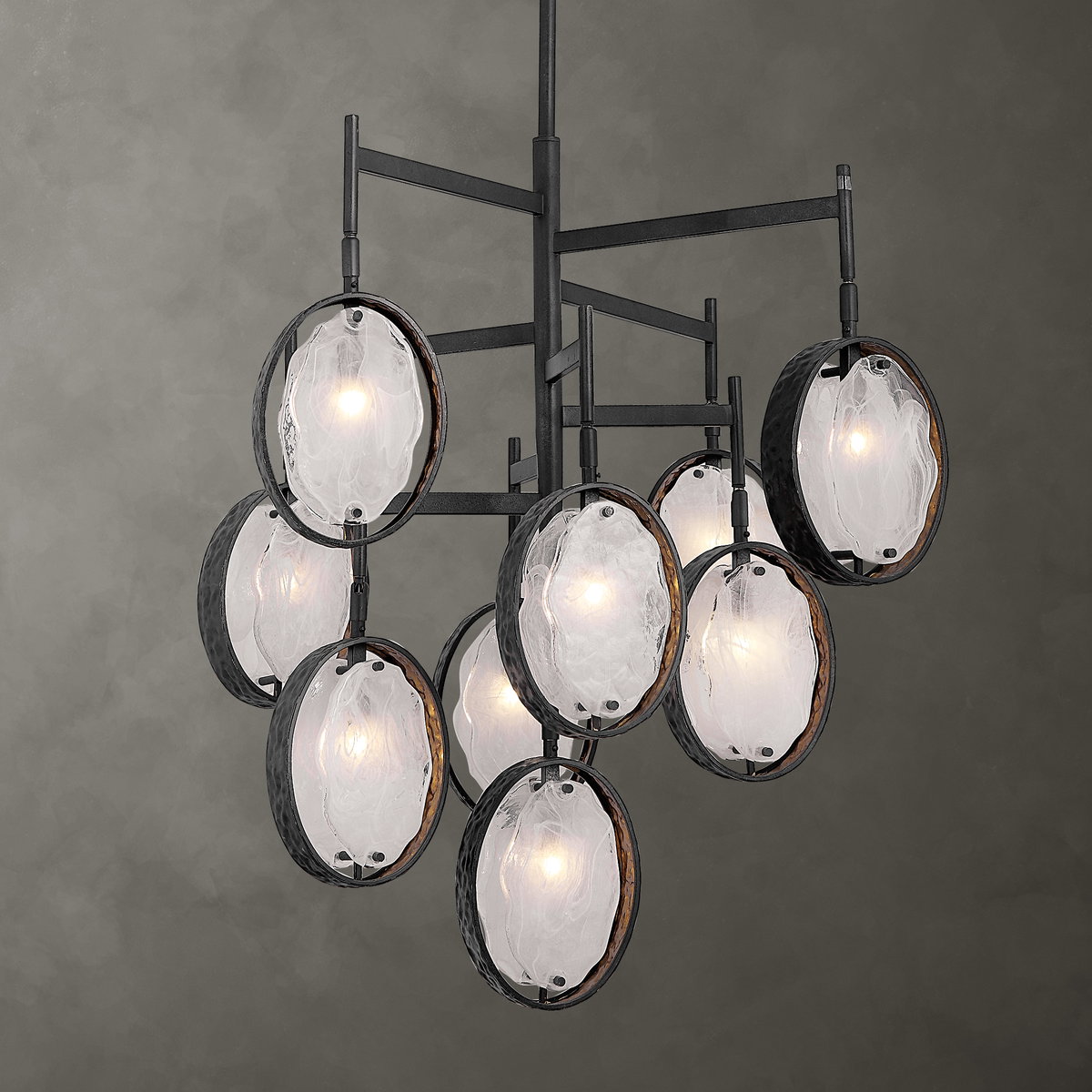 Maxin Dark Bronze 9 Light Chandelier, by Uttermost, 29.75" width x 30" height x 29.75" diameter x 29.75" depth View 1