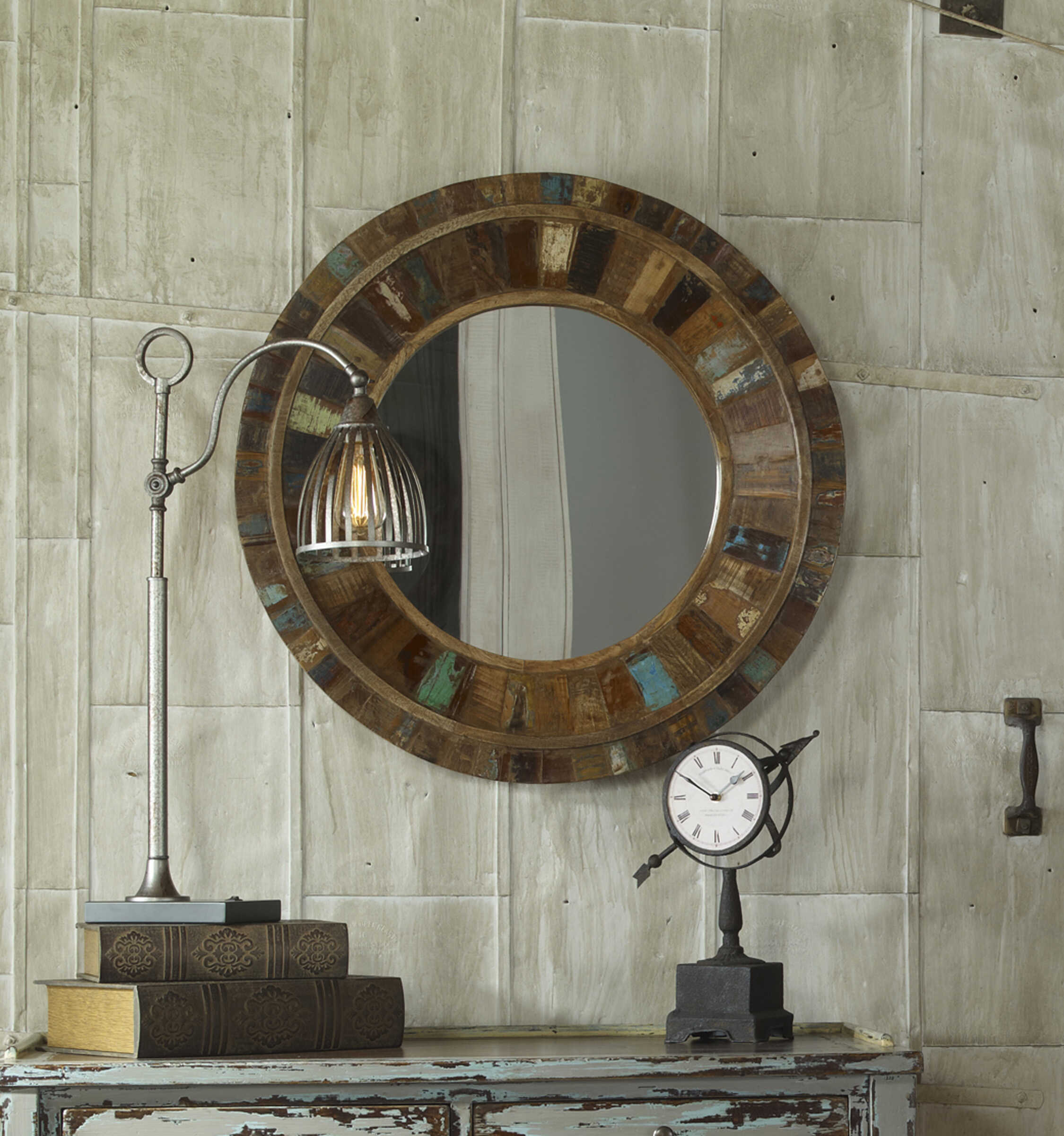 Jeremiah Round Wood Mirror Jeremiah Round Wood Mirror large image
