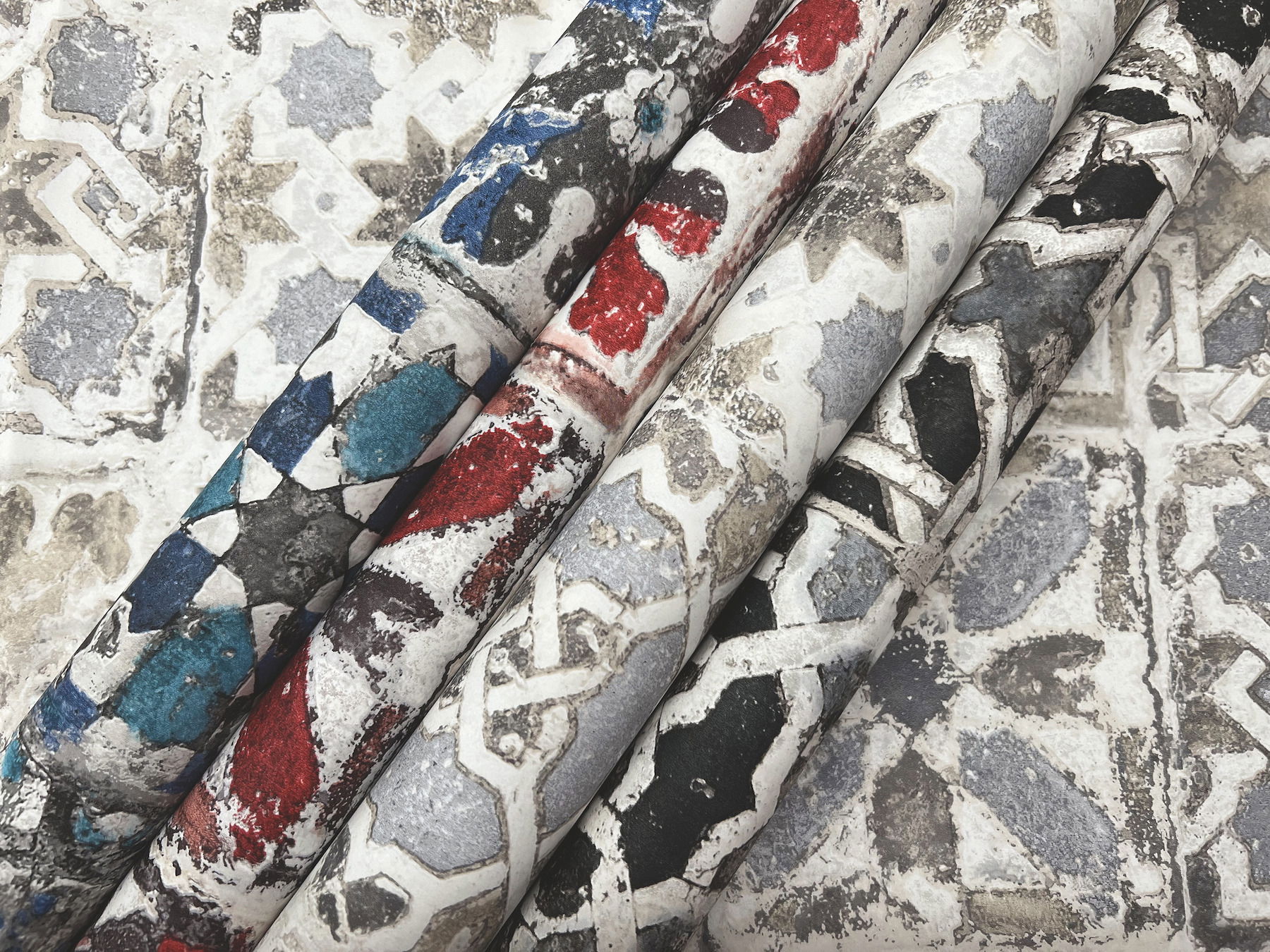 Encaustic Tile Red Peel & Stick Wallpaper, by York Wall, 20' length x 2'3" width x 0.02" depth View 5