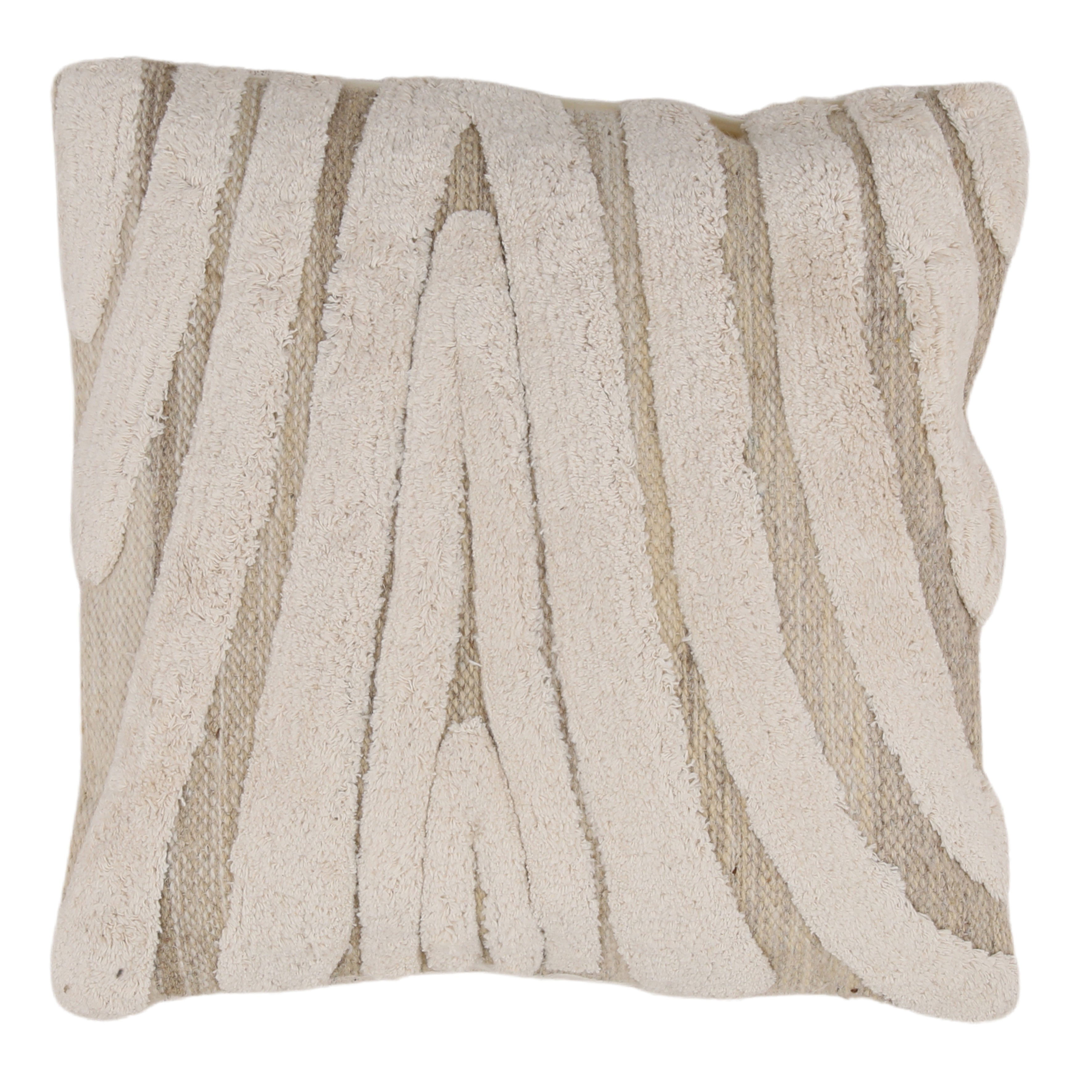 Basil Pillow Ivory, Decorative Pillow by Dovetail, 20" width x 20" height x 6" depth View 1