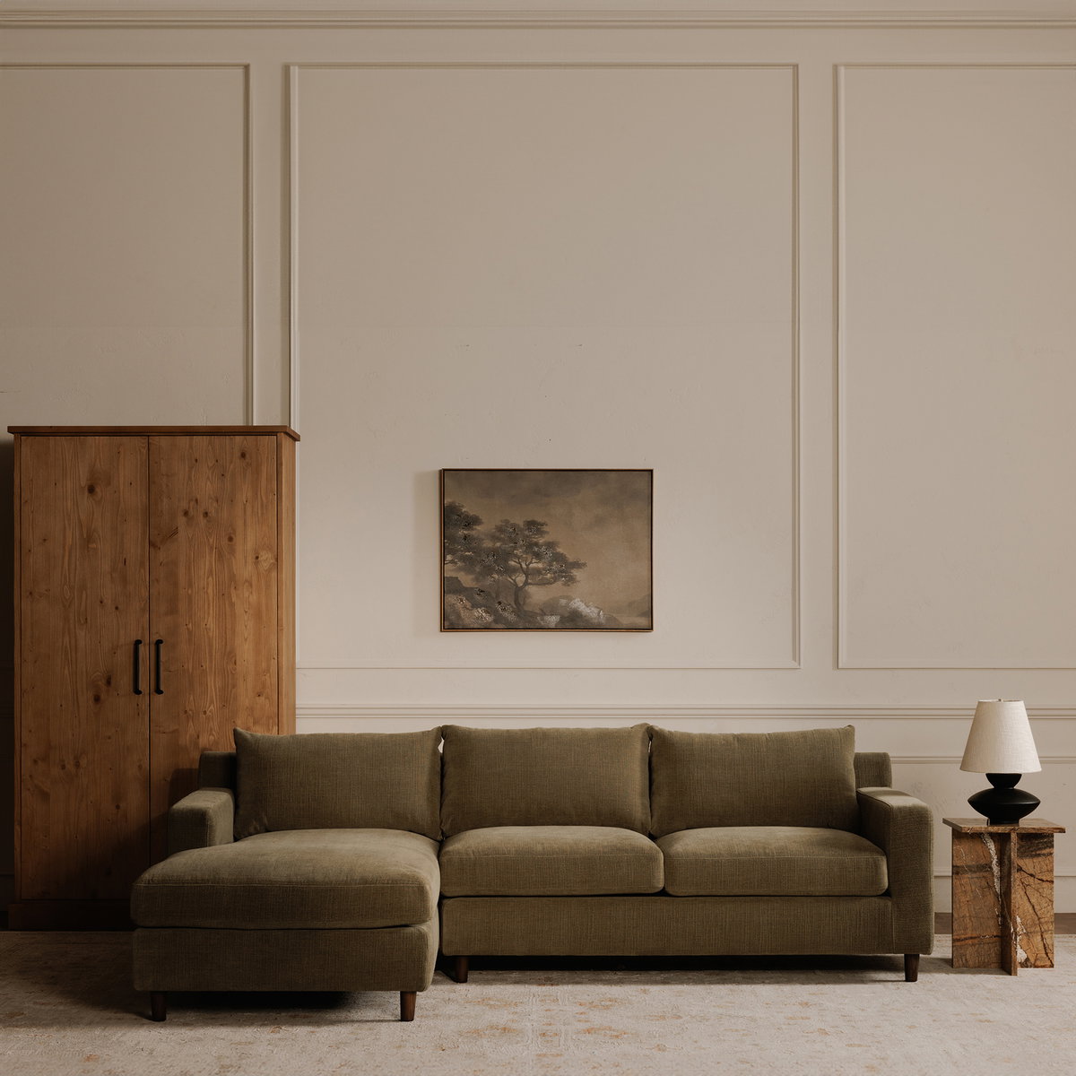 Hutton Left Sectional Olive, Sectional Sofa by Moe's Home, 100" width x 36.2" height x 29.8" depth View 9