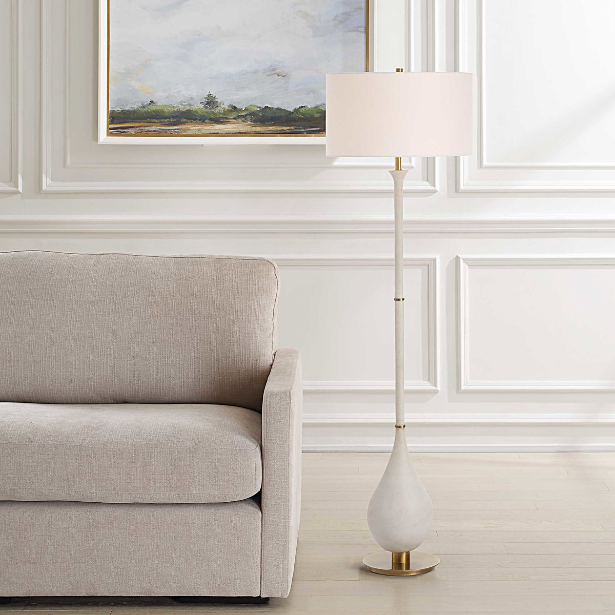 Dewdrop Ivory Floor Lamp, by Uttermost, 1'6" width x 5'4" height x 1'6" depth View 2