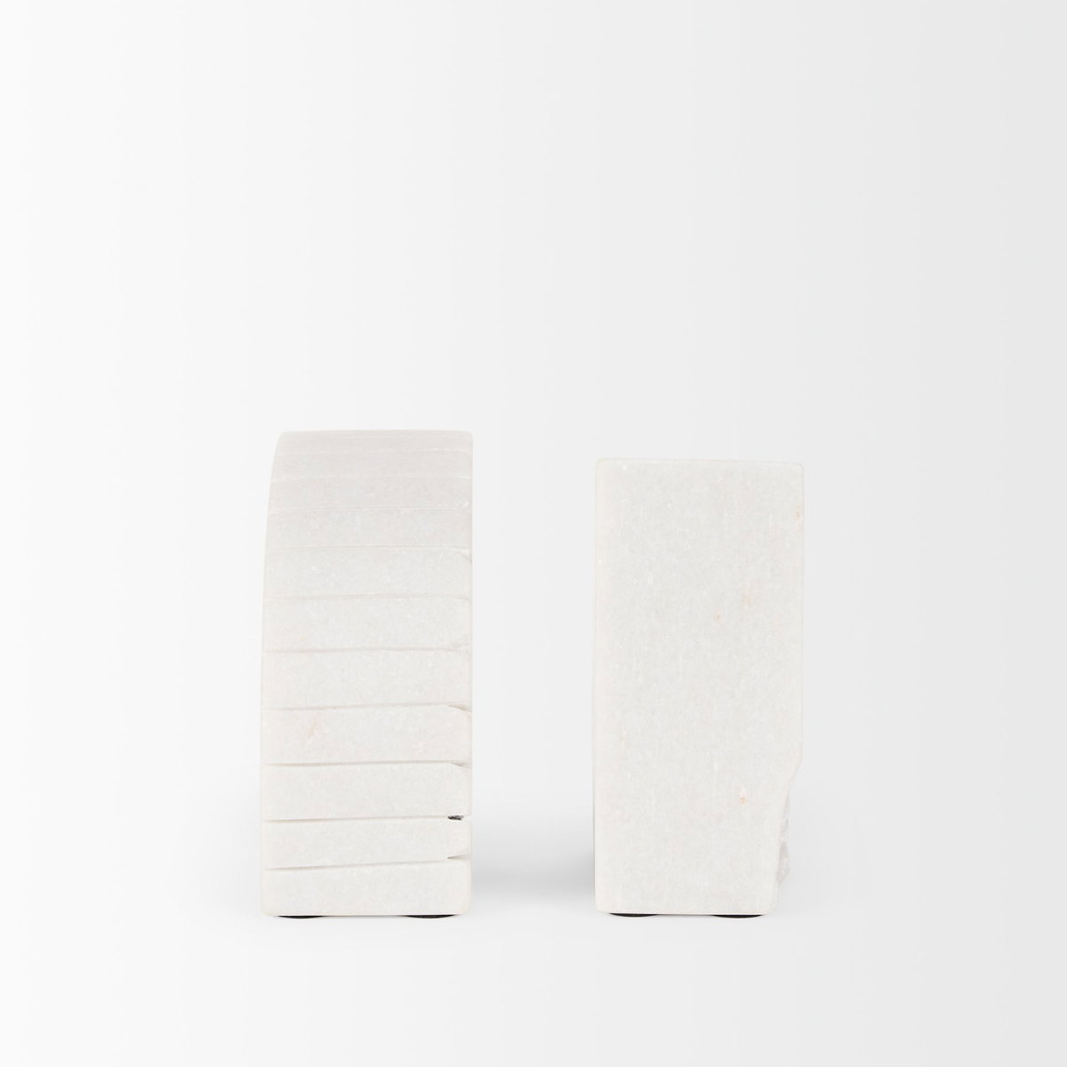 Stept White Marble Bookends with rough carving (set of 2), by Mercana, 4.5" length x 2.5" width x 5.5" height View 6