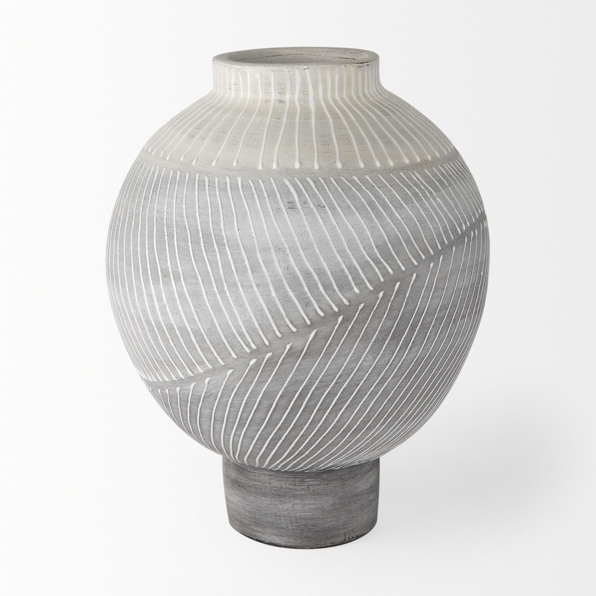 Blume 12.5H Off-White with Gray Textured Vase large image 
