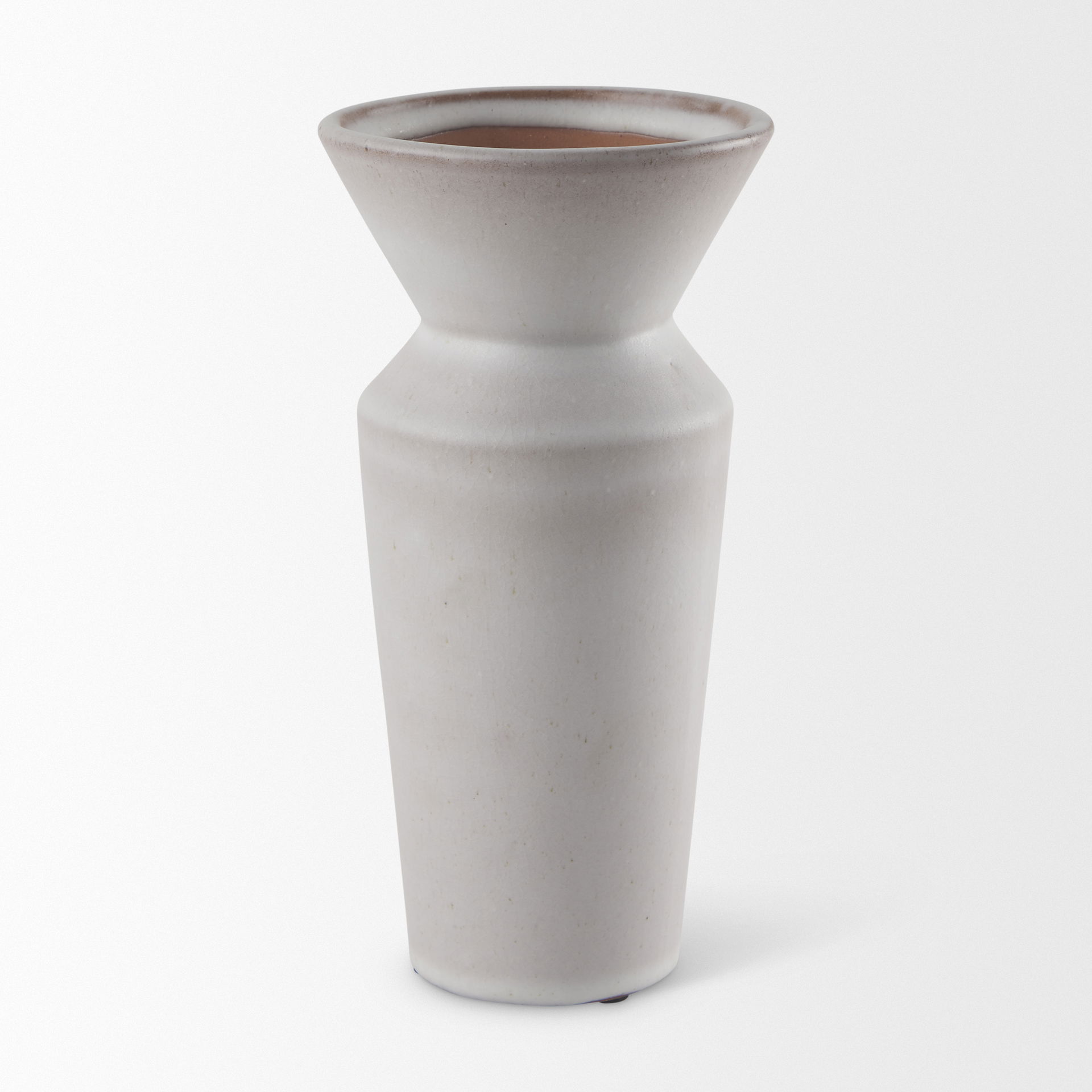 Esme  Whitewashed Ceramic Vase, by Mercana, 4.53" length x 4.53" width x 10.43" height View 3