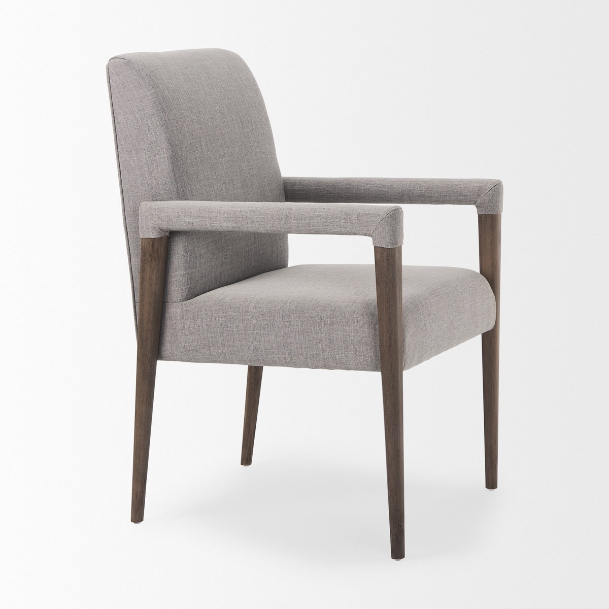 Palisades Curved Back Dining Side Chair | Grey Fabric with Brown Wood, Dining Chair by Mercana, 23.75" length x 28" width x 36" height View 10