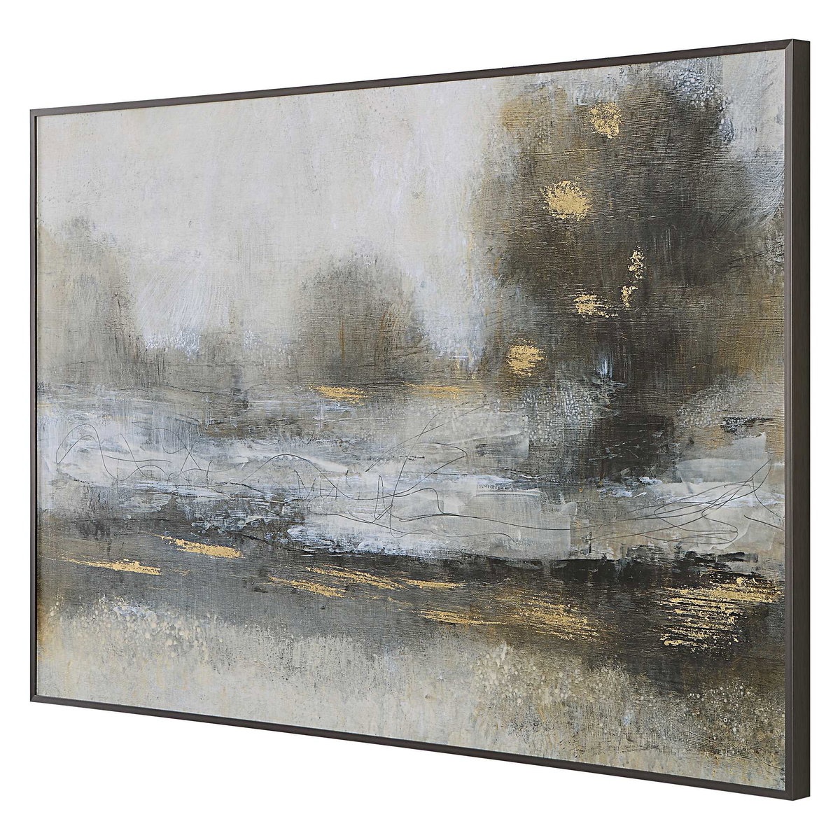Gilt Misty Landscape Framed Print, Art by Uttermost, 48.25" width x 32.25" height x 1.57" depth View 5