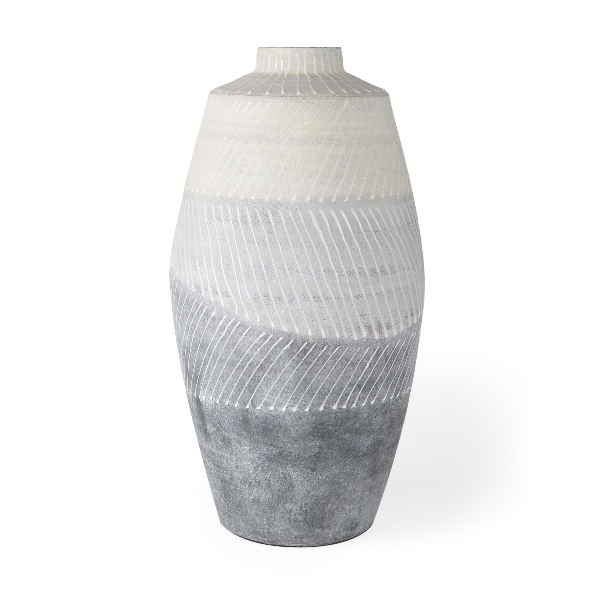 Blume 16.5H Off-White with Gray Textured Vase, by Mercana, 8.27" length x 8.27" width x 16.54" height View 1