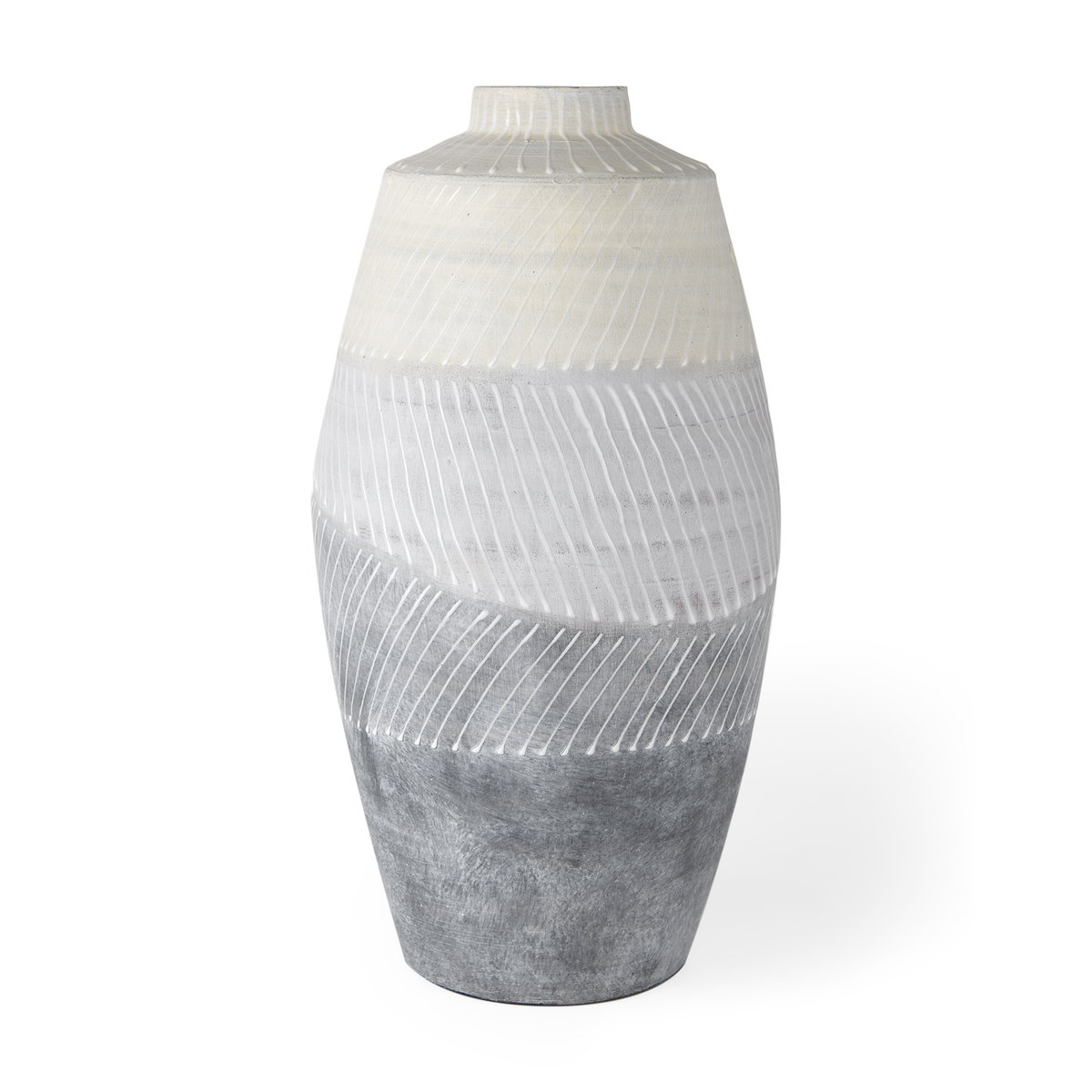 Blume 16.5H Off-White with Gray Textured Vase, by Mercana, 8.27" length x 8.27" width x 16.54" height View 1
