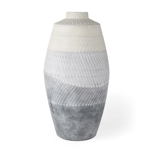 Blume 16.5H Off-White with Gray Textured Vase