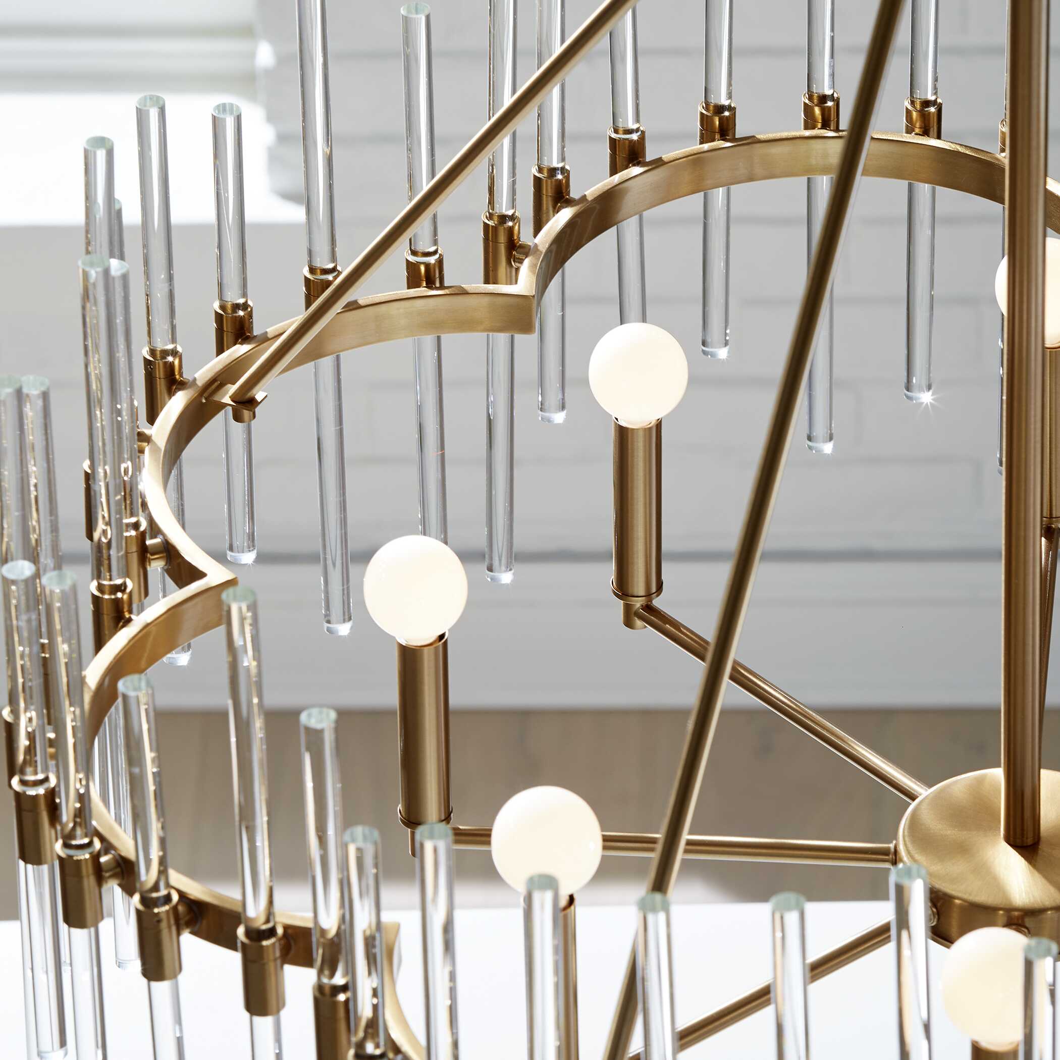 Crystal Stick 8 Light Brass Chandelier, Ceiling Light by Uttermost, 38.75" width x 31.25" height x 38.75" diameter x 38.75" depth View 6