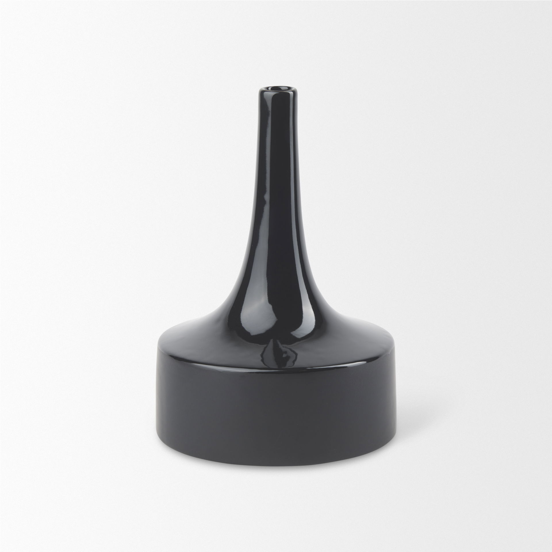 Burton 11.6H Medium Glossy and Matte Black Ceramic Jug Vase, by Mercana, 6.89" length x 6.89" width x 10.04" height View 3