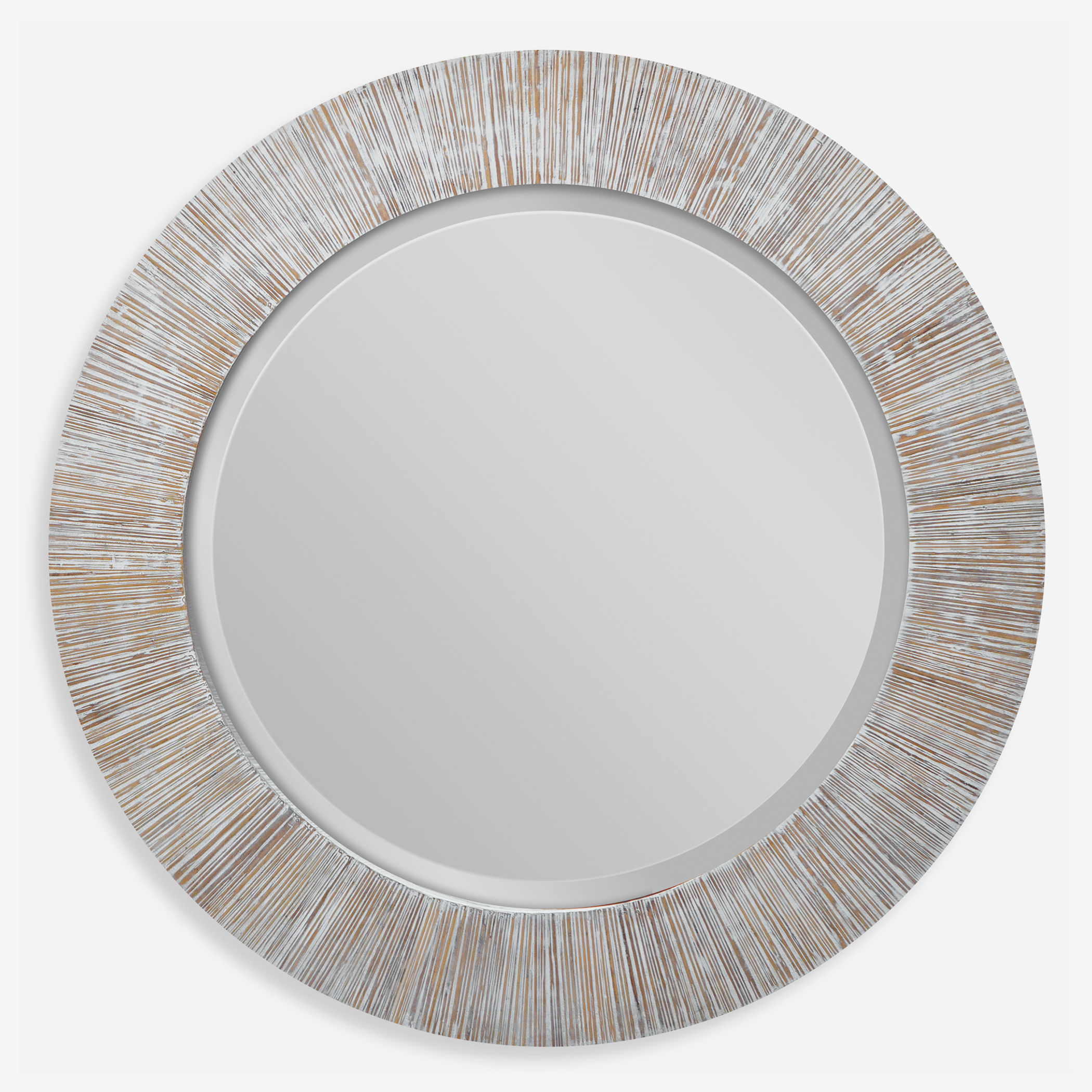 Repose Whitewash Round Mirror large image 