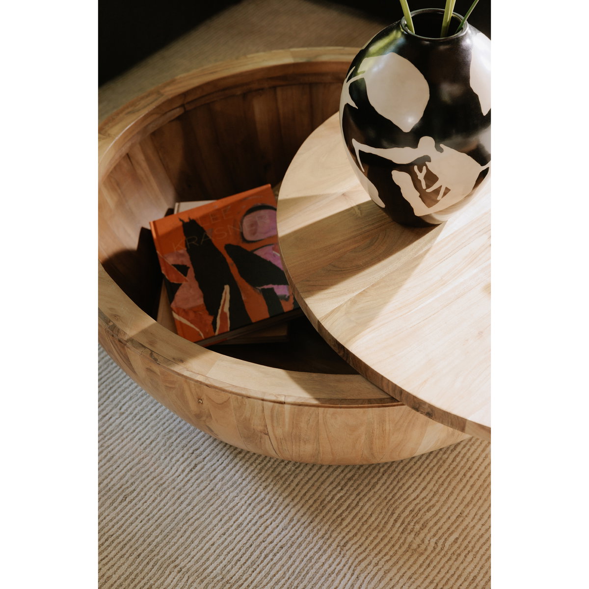 Eske Coffee Table Natural, by Moe's Home, 35.5" width x 12" height x 35.5" depth View 8