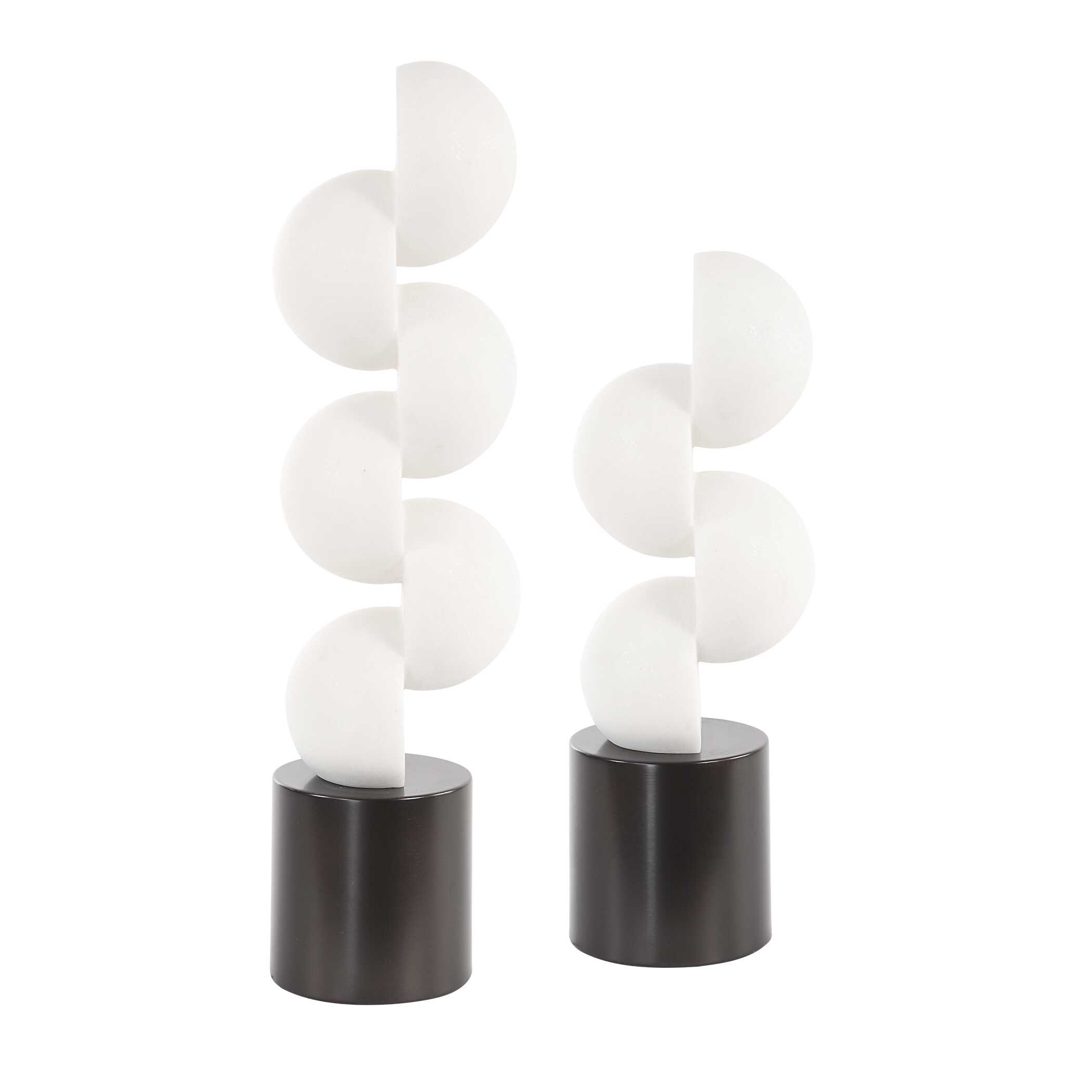 Symmetry White Sculptures Set/2, Decorative by Uttermost, 4.5" width x 18" height x 4.5" depth View 4