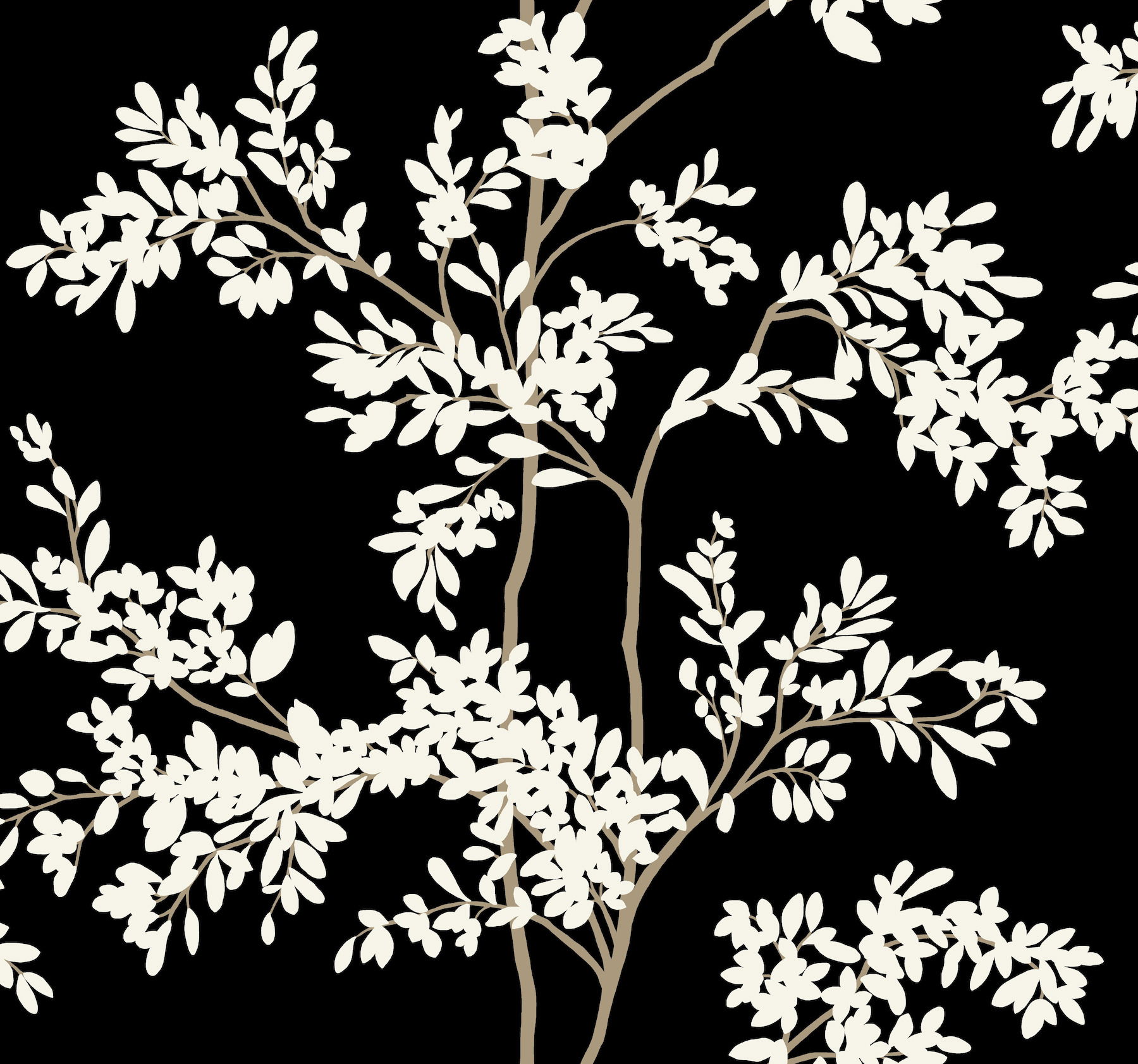 Lunaria Silhouette Black & White Wallpaper large image 