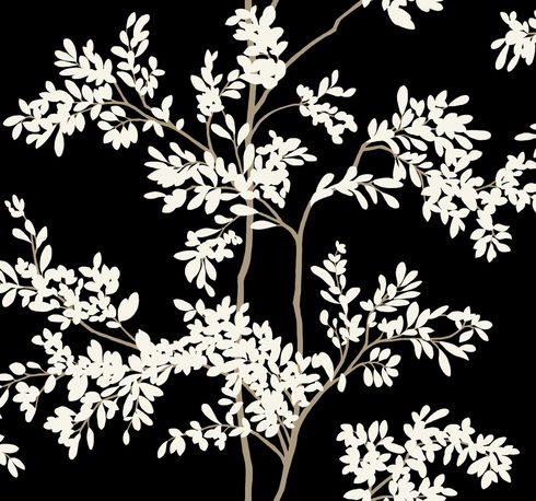 Lunaria Silhouette Black & White Wallpaper