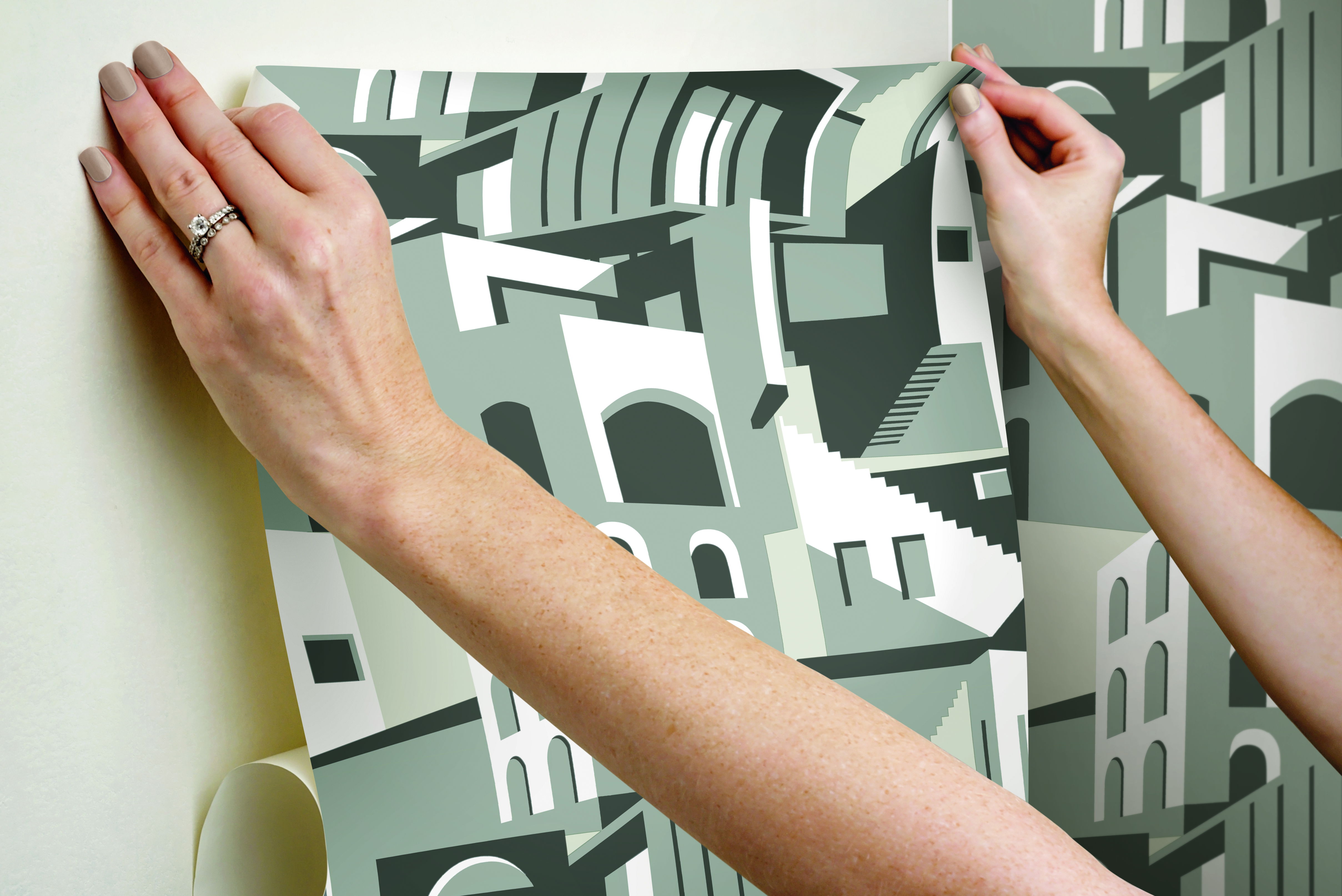 Arch Architectural Grey Peel & Stick Wallpaper large image 
