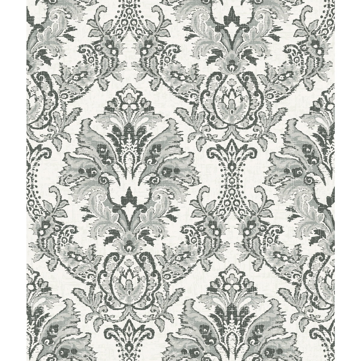 Bold Brocade Black Wallpaper, by York Wall, 33' length x 1'8.5" width x 0.02" depth