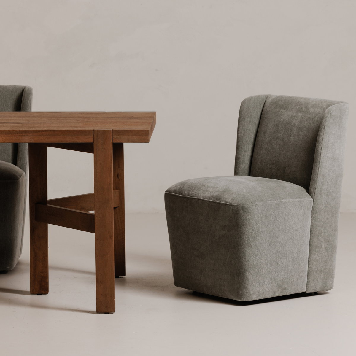 Cormac Rolling Dining Chair Slate Green, by Moe's Home, 24" width x 33" height x 26" depth View 5