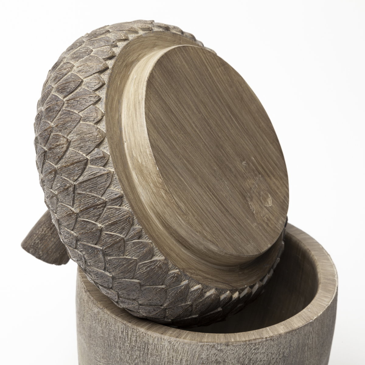 Mandor I (Small) 6L x 6W Brown Resin Acorn Box, Boxe by Mercana, 5.51" length x 5.51" width x 8.66" height View 6