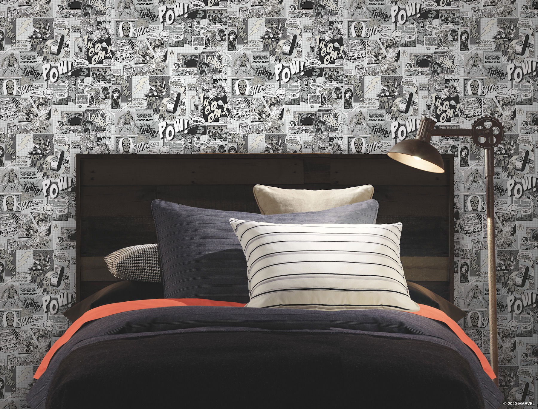 Marvel Comics Pow! Black & White Wallpaper, by York Wall, 33' length x 1'8.5" width x 0.02" depth View 2