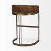 Hollyfield 20.5L x 19.75W x 32.75H Brown Leather Seat Gold Metal Base Bar Stool thumbnail 5