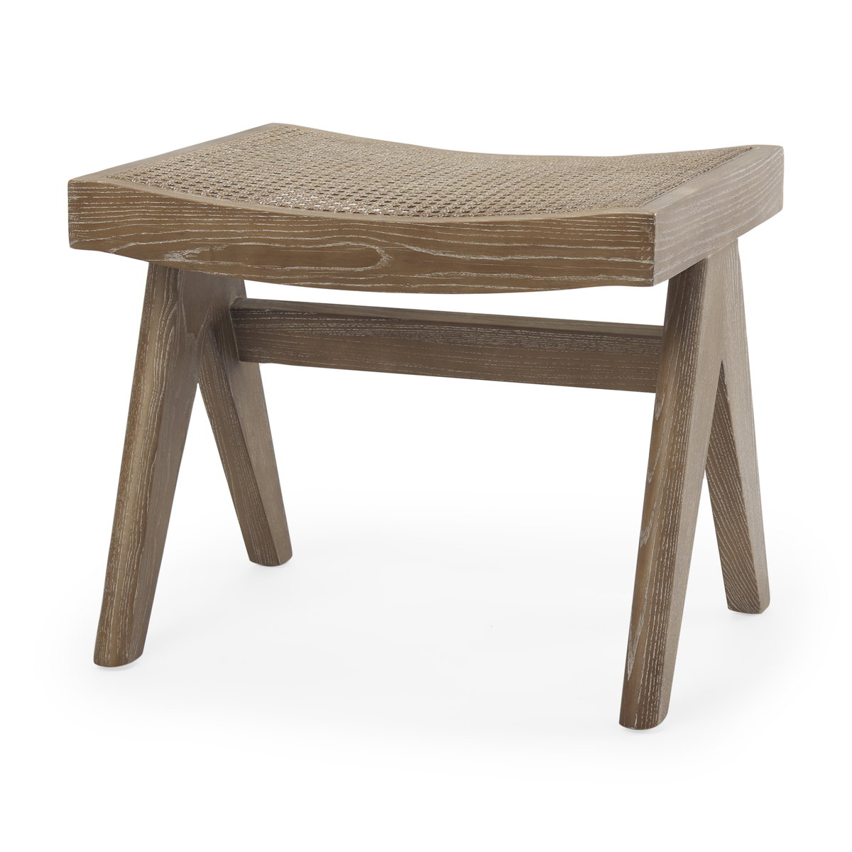 Arvin  Medium Brown Wooden Stool, Benche by Mercana, 21.65" length x 17.72" width x 18.11" height View 1