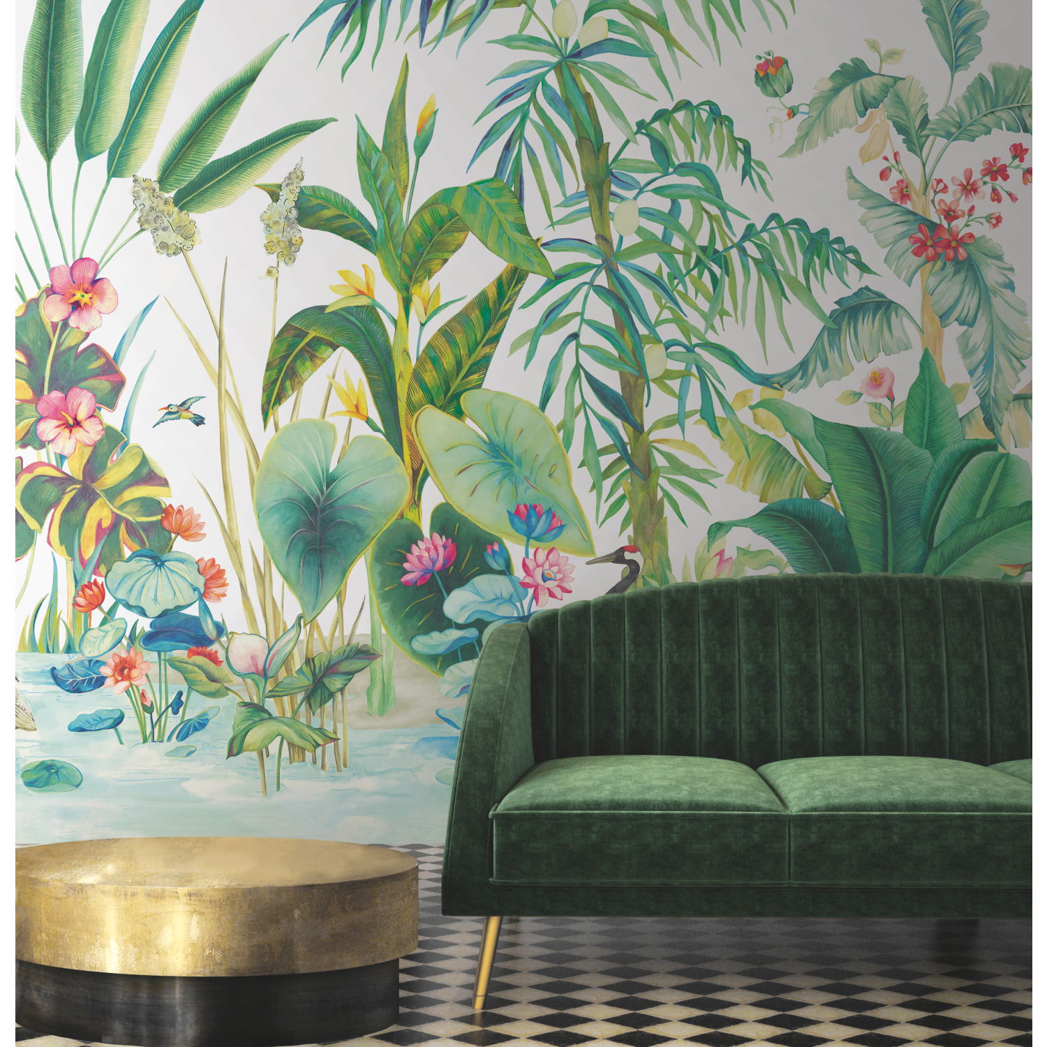 Tropical Panoramic White Wall Mural large image 