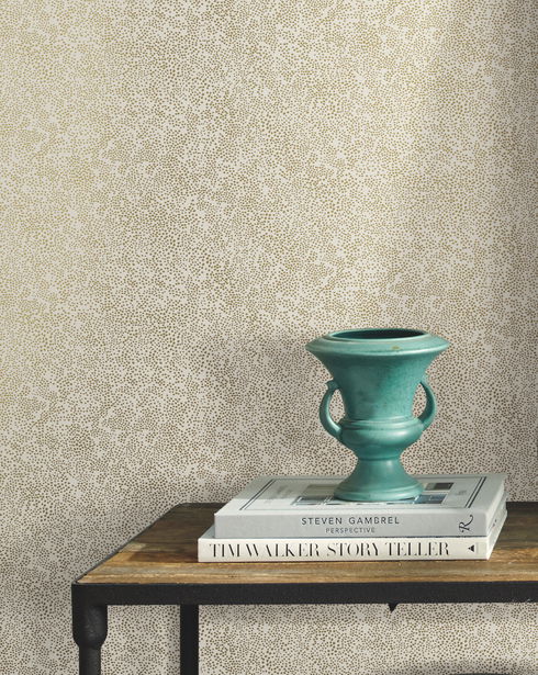 Champagne Dots Gold & White Wallpaper