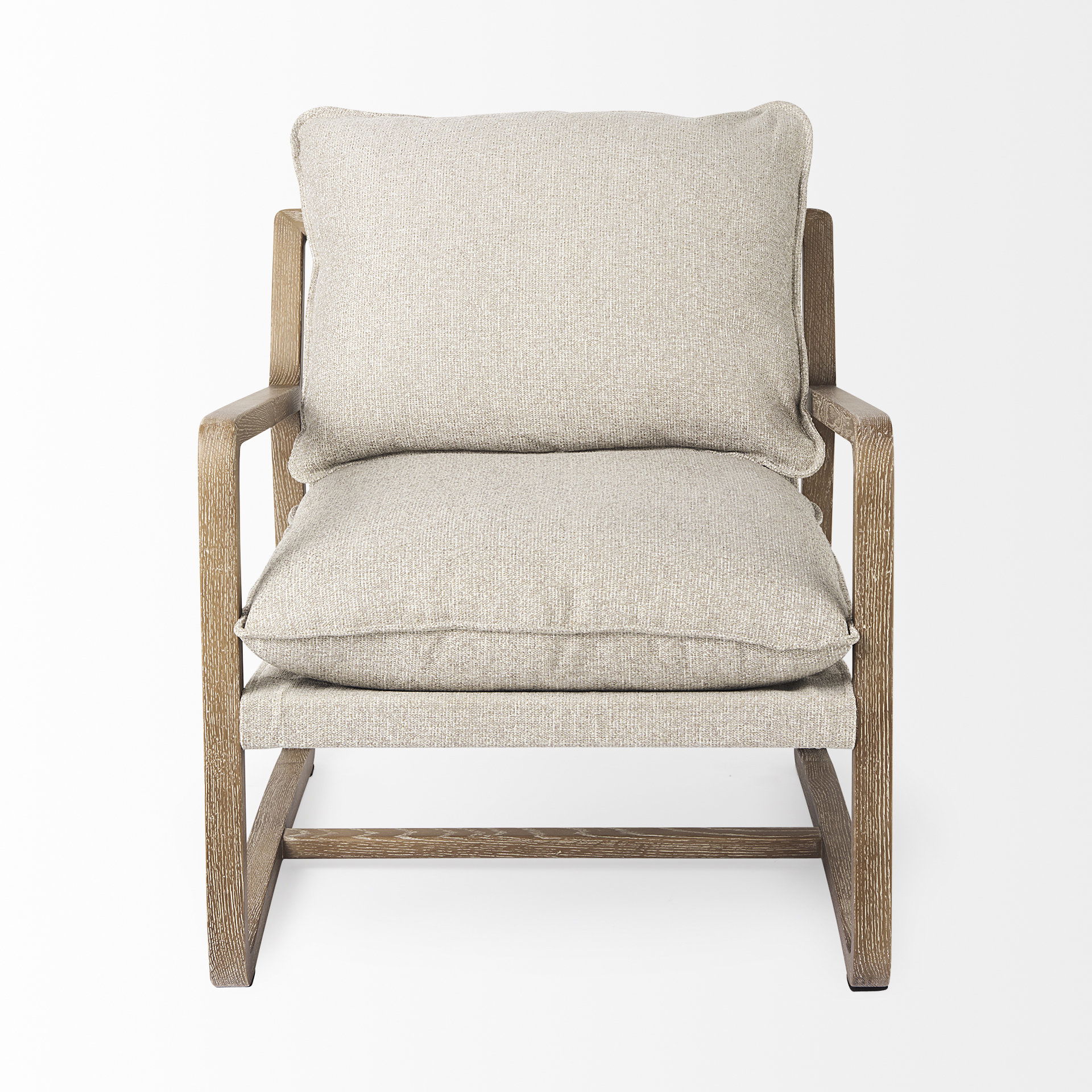 Brayden 28.3L x 34.1W x 35H Light Brown Wood with Beige Fabric Seat Accent Chair large image 