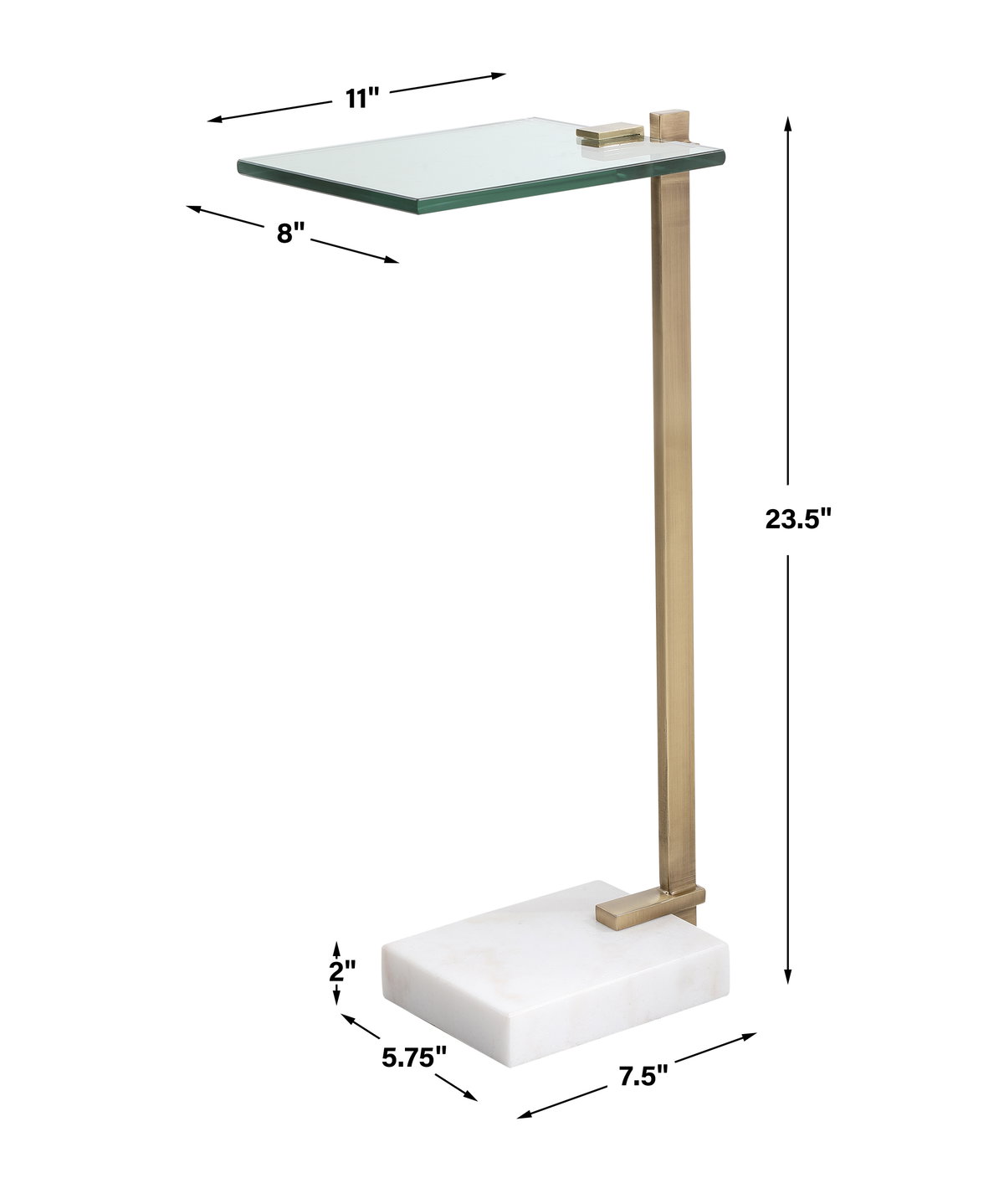 Butler Brass Accent Table, Side & End Table by Uttermost, 11" width x 23.5" height x 8" depth View 3