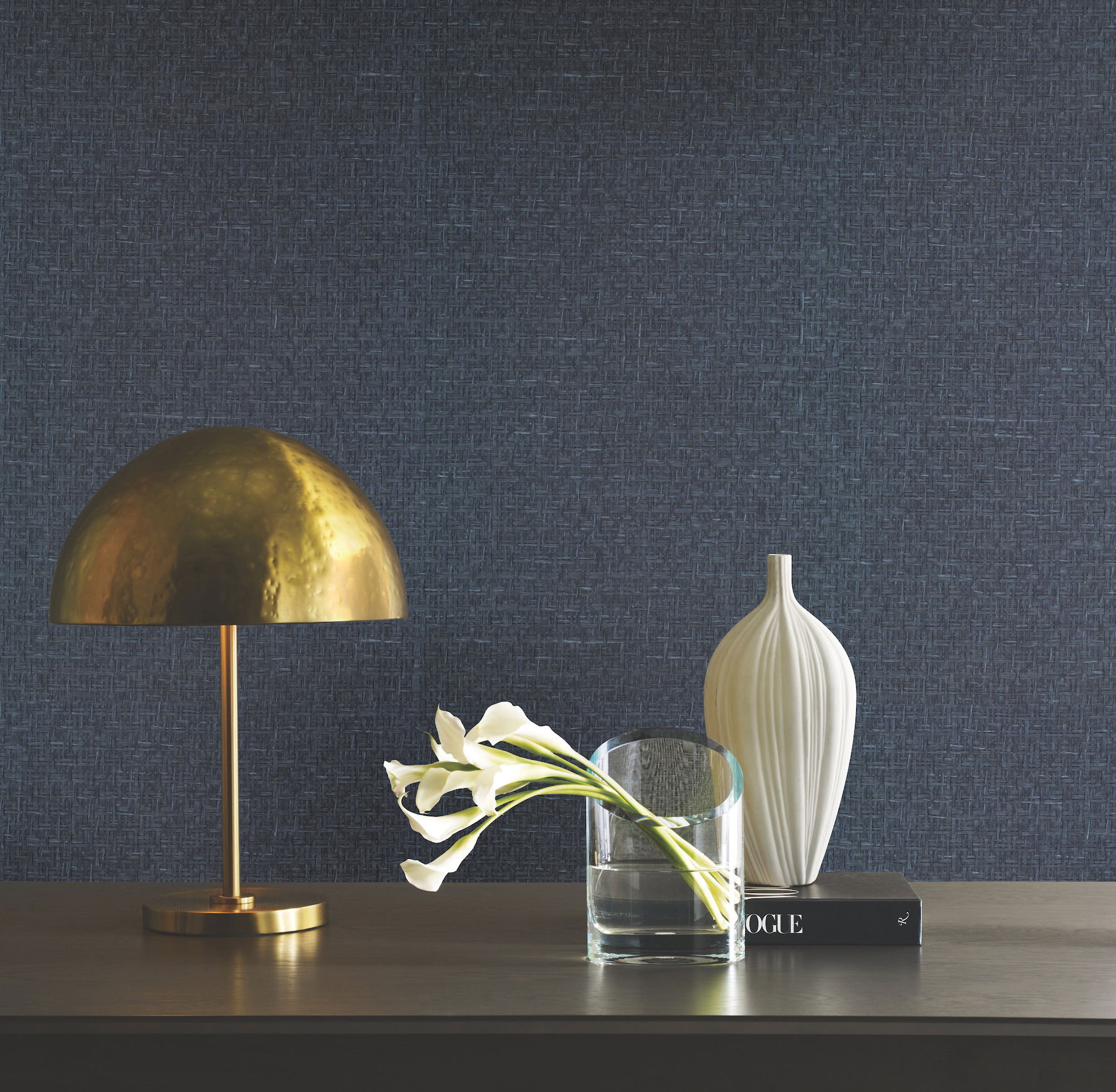 Tatami Weave Navy Wallpaper large image 
