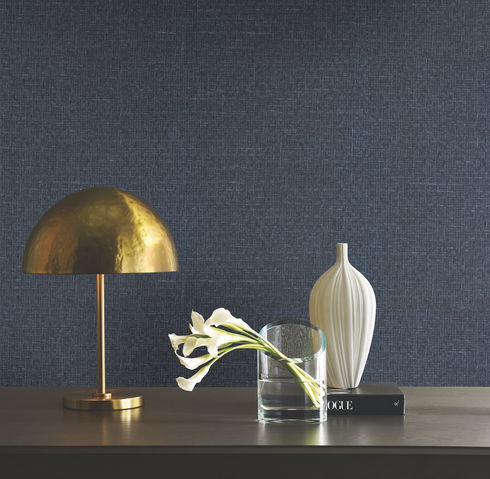 Tatami Weave Navy Wallpaper