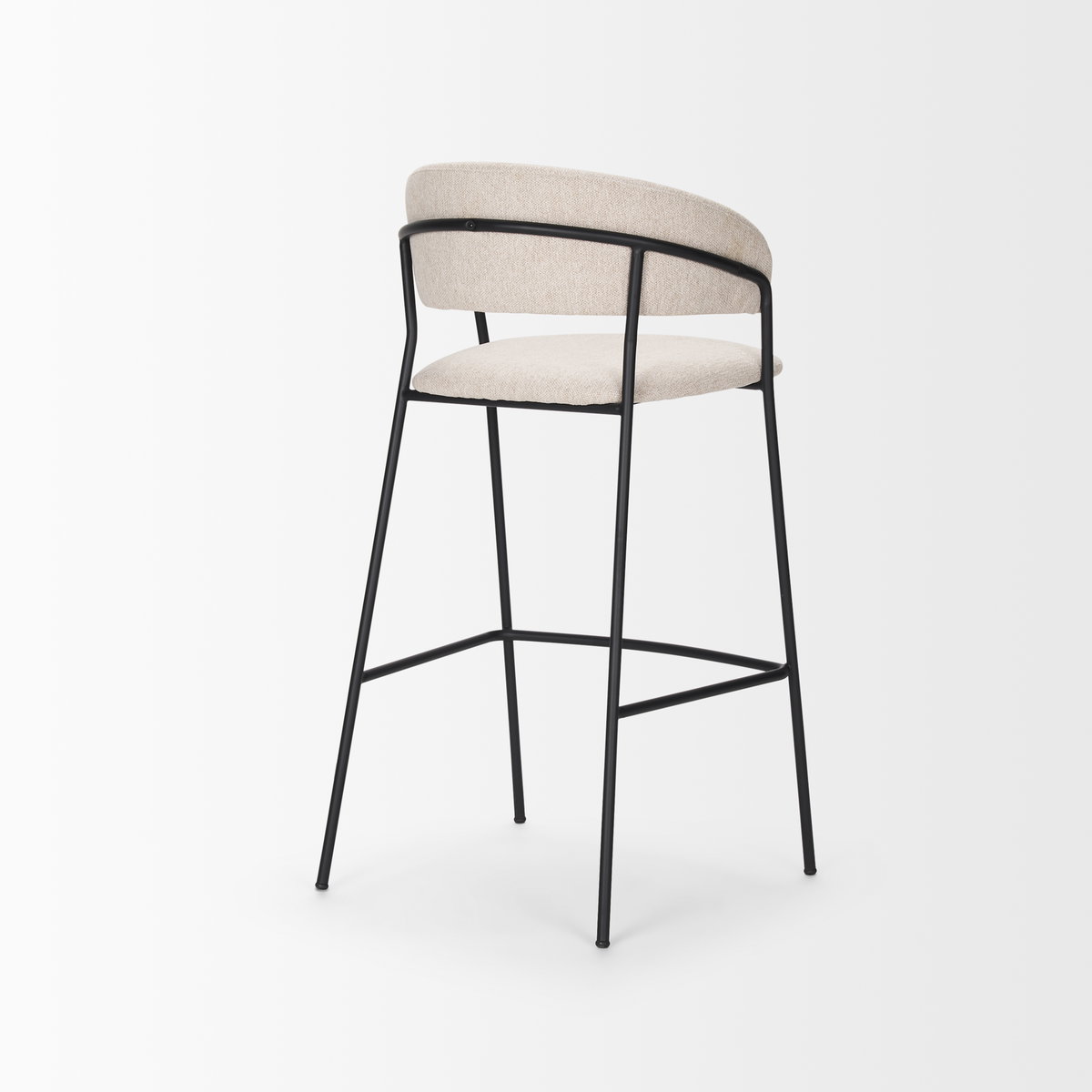 Carolyn Bar Stool with Oatmeal Fabric & Matte Black Metal, Counter & Bar Stool by Mercana, 19.29" length x 20.4" width x 39.75" height View 5