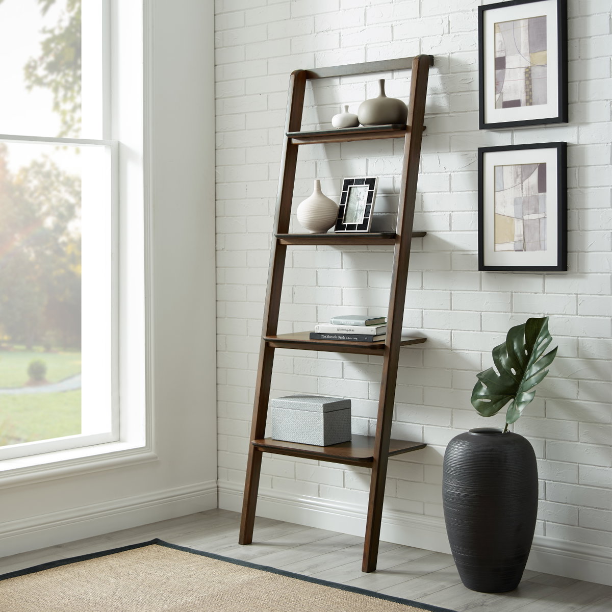 Currant Leaning Bookshelf, Black Walnut, Shelving & Bookcase by Greenington, 15" length x 24" width x 69.75" height View 5