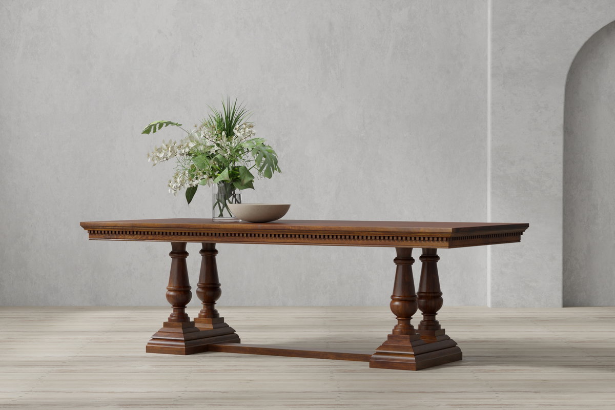 Joshua Pedestal Dining Table, by Sarreid, 3'6" length x 8' width x 2'7" height View 13