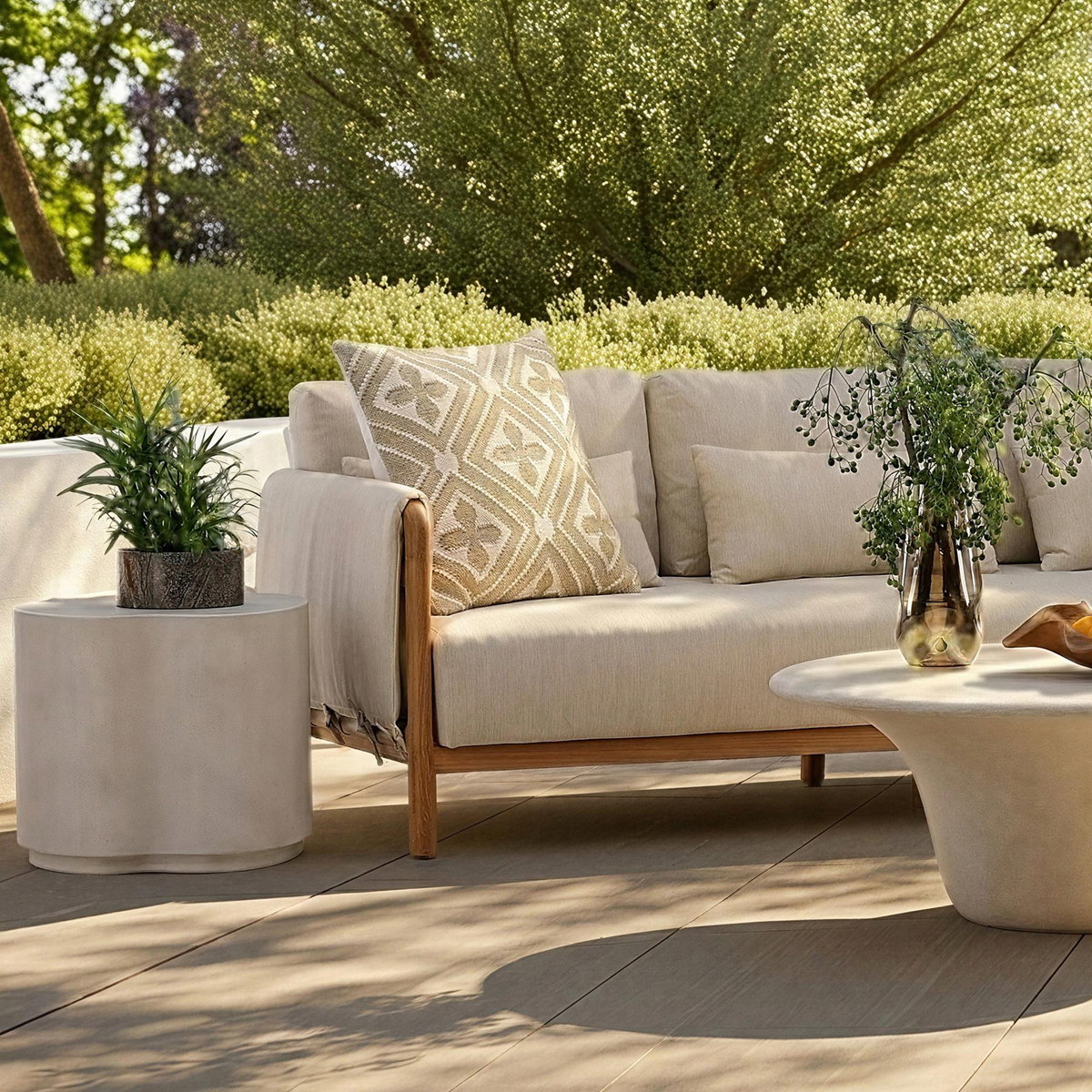 Xyra Outdoor Side Table Light Grey Large, Side & End Table by Dovetail, 21.65" width x 21.85" height x 21.65" depth View 6